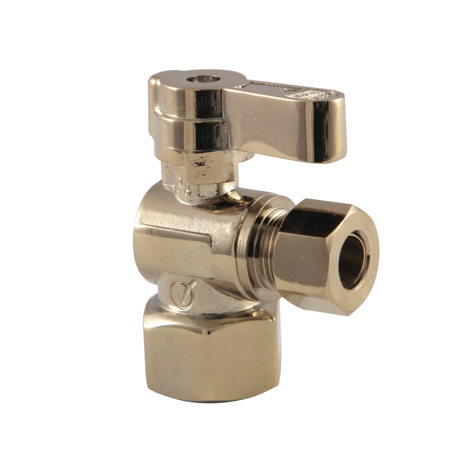 Baseline KF4310PB 1/2 Inch FIP x 3/8 Inch O.D. Quarter-Turn Angle Shut Off Valve in Polished Brass - Perfect for Plumbing, DIY Projects & Water Supply Control
