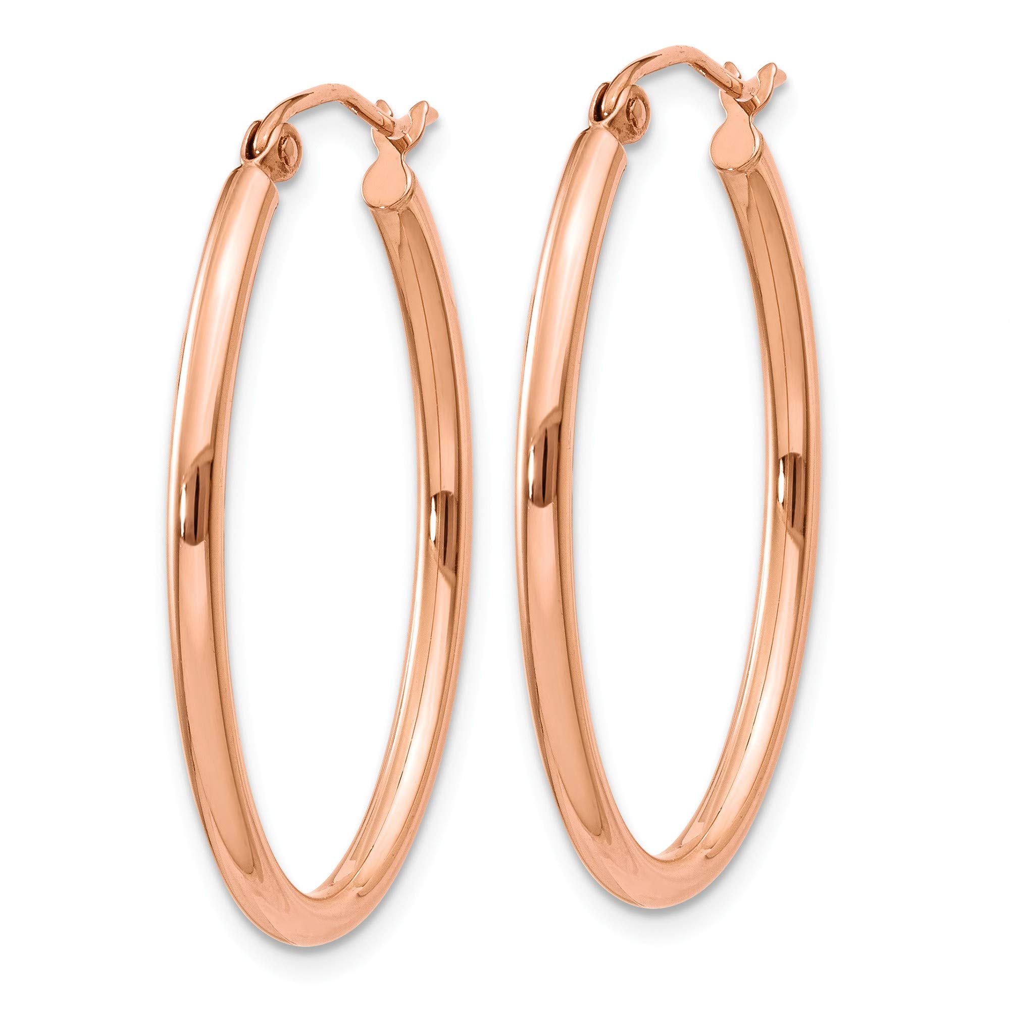 14K Rose Gold Oval Hoop Earrings for Women - Dainty Elegant Everyday Jewelry - Perfect for Date Night, Office Wear & Special Occasions