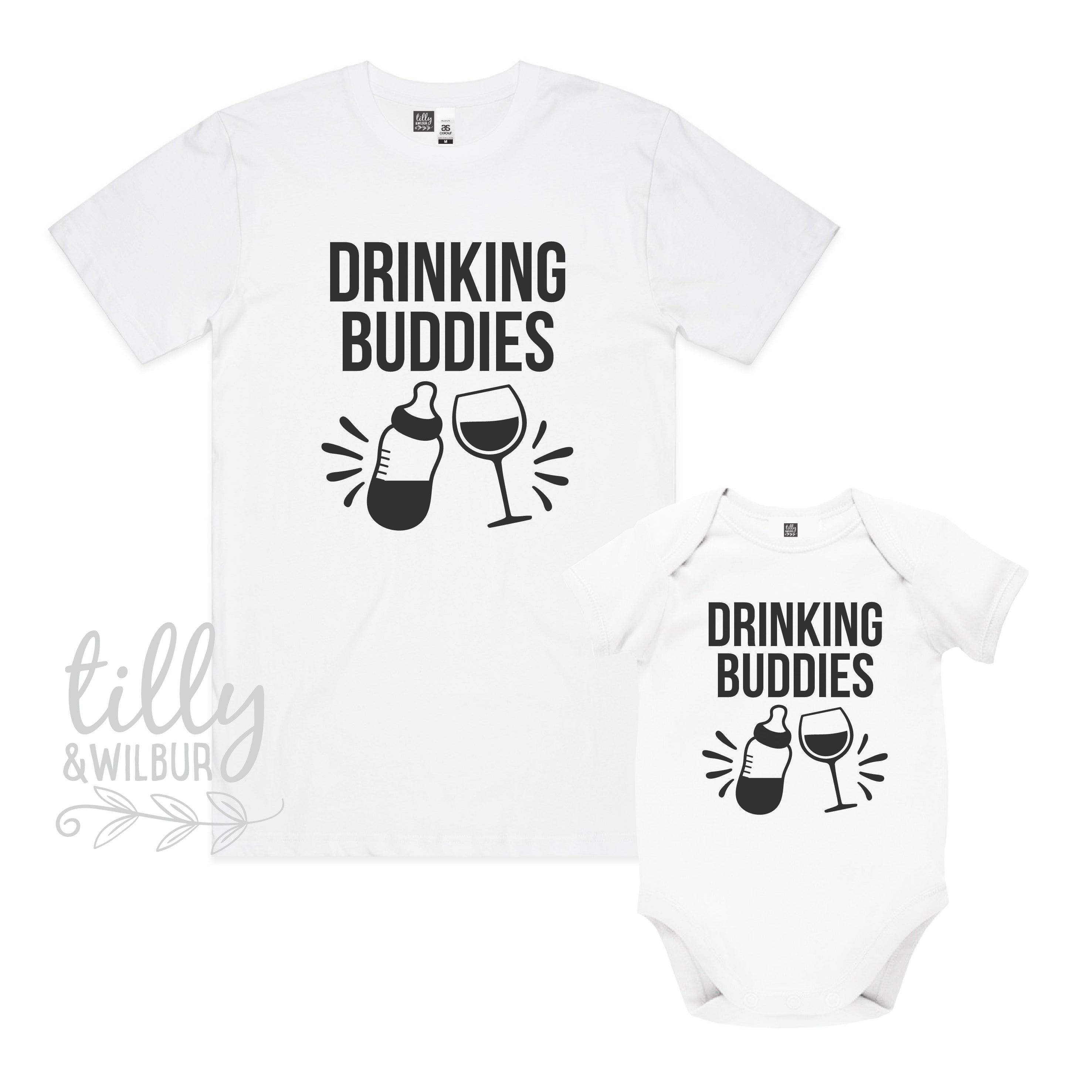 Drinking Buddies Wine Matching Outfit Set - Fun Couple Wine Party Costume for Halloween, Bachelorette & Themed Events - Multiple Colors Available