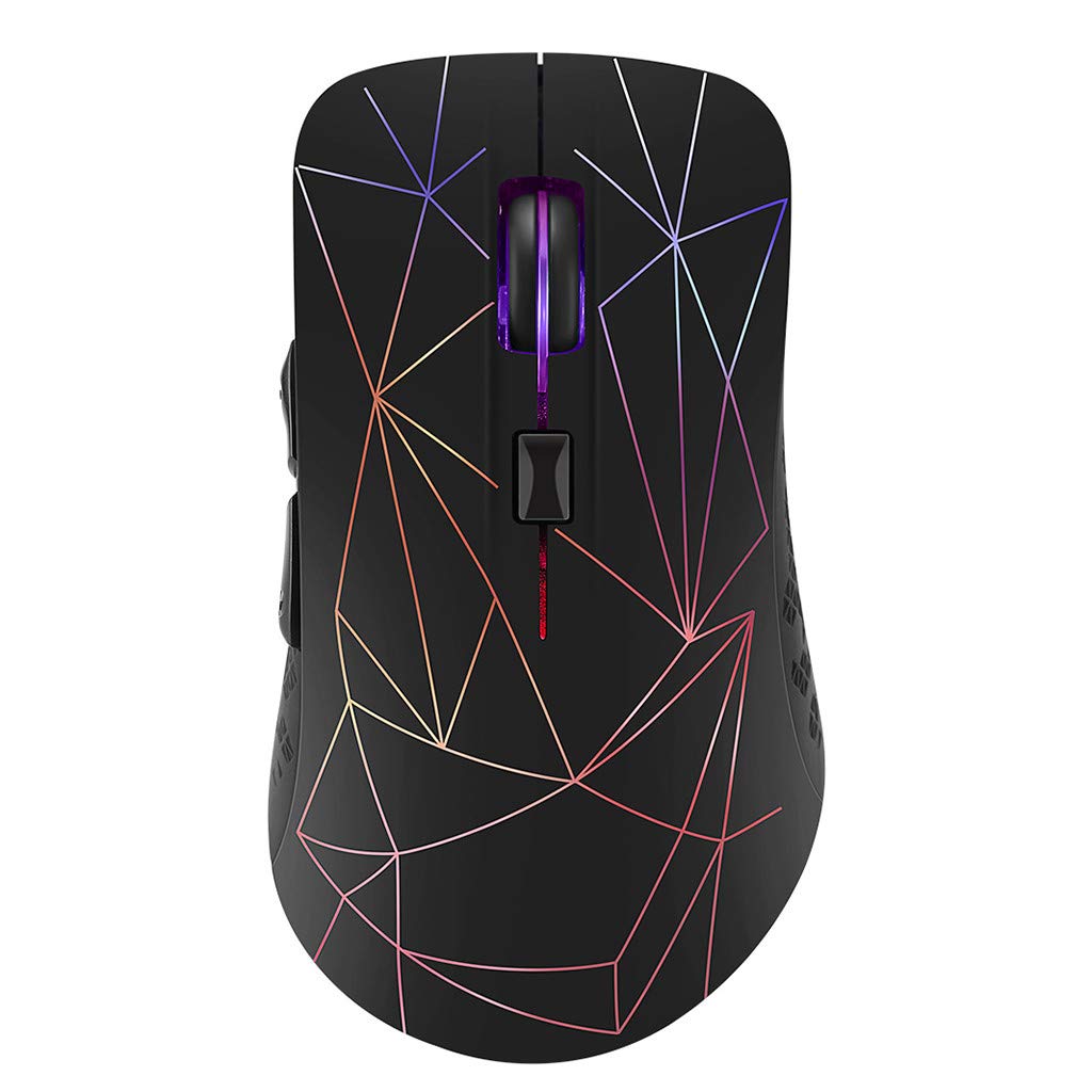 Wireless Gaming Mouse Bluetooth & 2.4G Dual Mode, 1600DPI Adjustable, RGB Backlit, Ergonomic Ambidextrous Design for PC Laptop - Perfect for FPS, MOBA Games & Office Work (Multicolor, One Size)