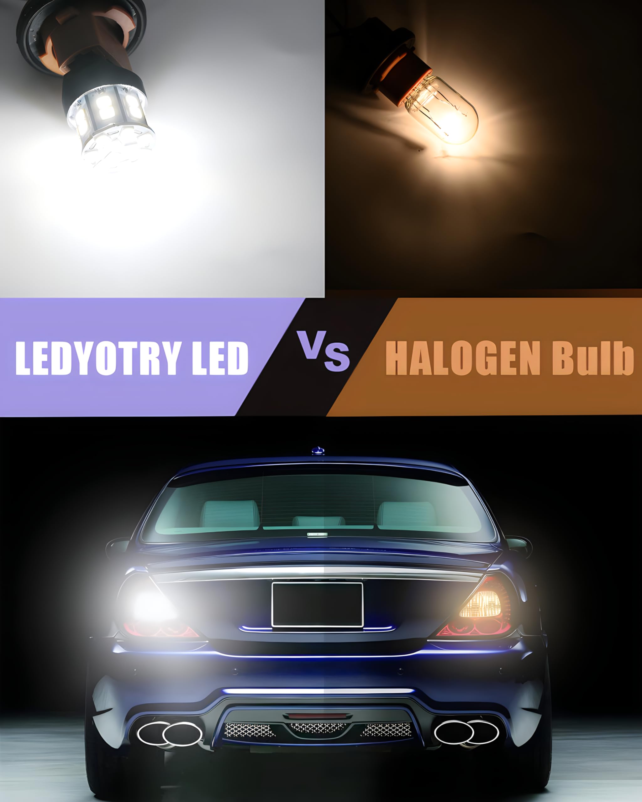 7440 7443 LED Bulb White - Super Bright T20 7444 7441 W21W LED Bulbs for Backup Reverse Lights, Brake Tail Lights, Daytime Running & Parking Lights - Pack of 4 - Perfect for Cars, Trucks, SUVs & Motorcycles
