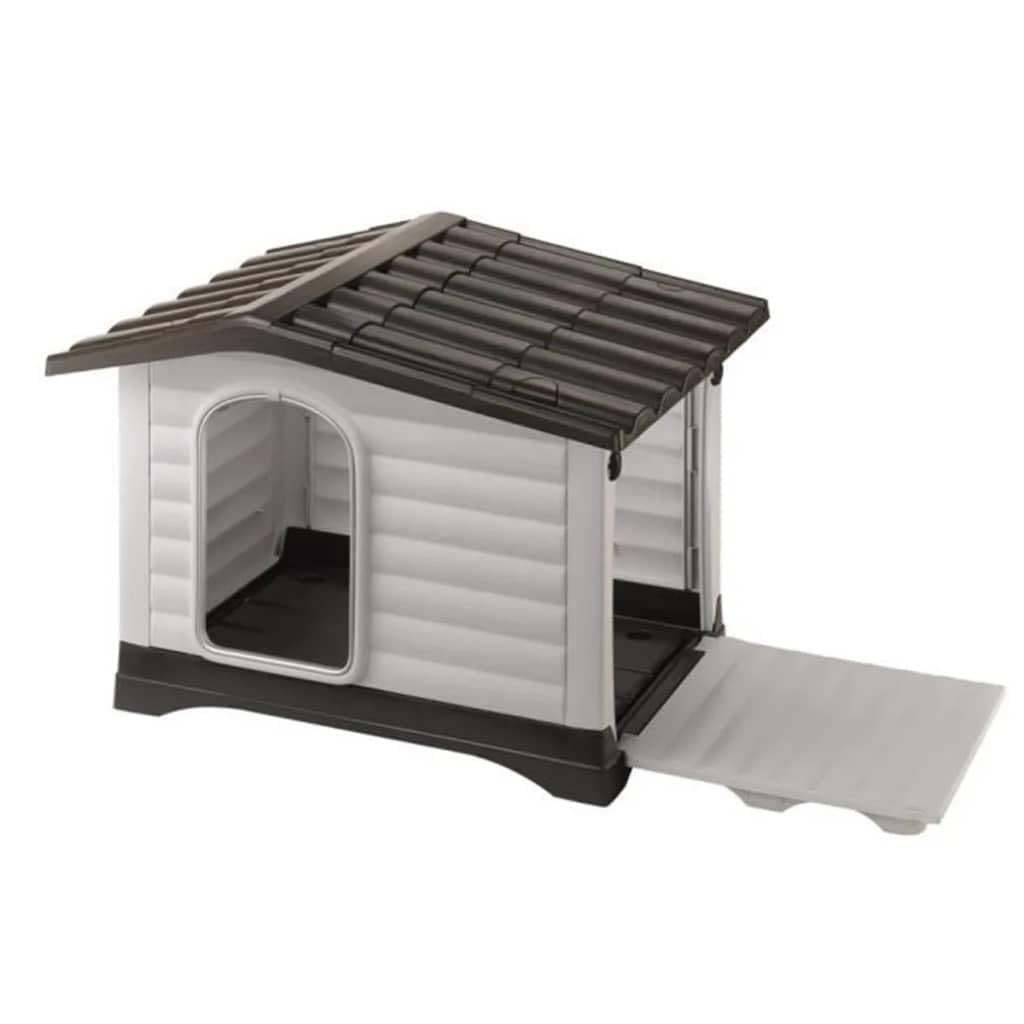 Ferplast DOGVILLA 90 Outdoor Dog House - Durable Thermoplastic Resin Kennel with Side Opening Panel - Perfect for Backyard, Patio & Garden Use