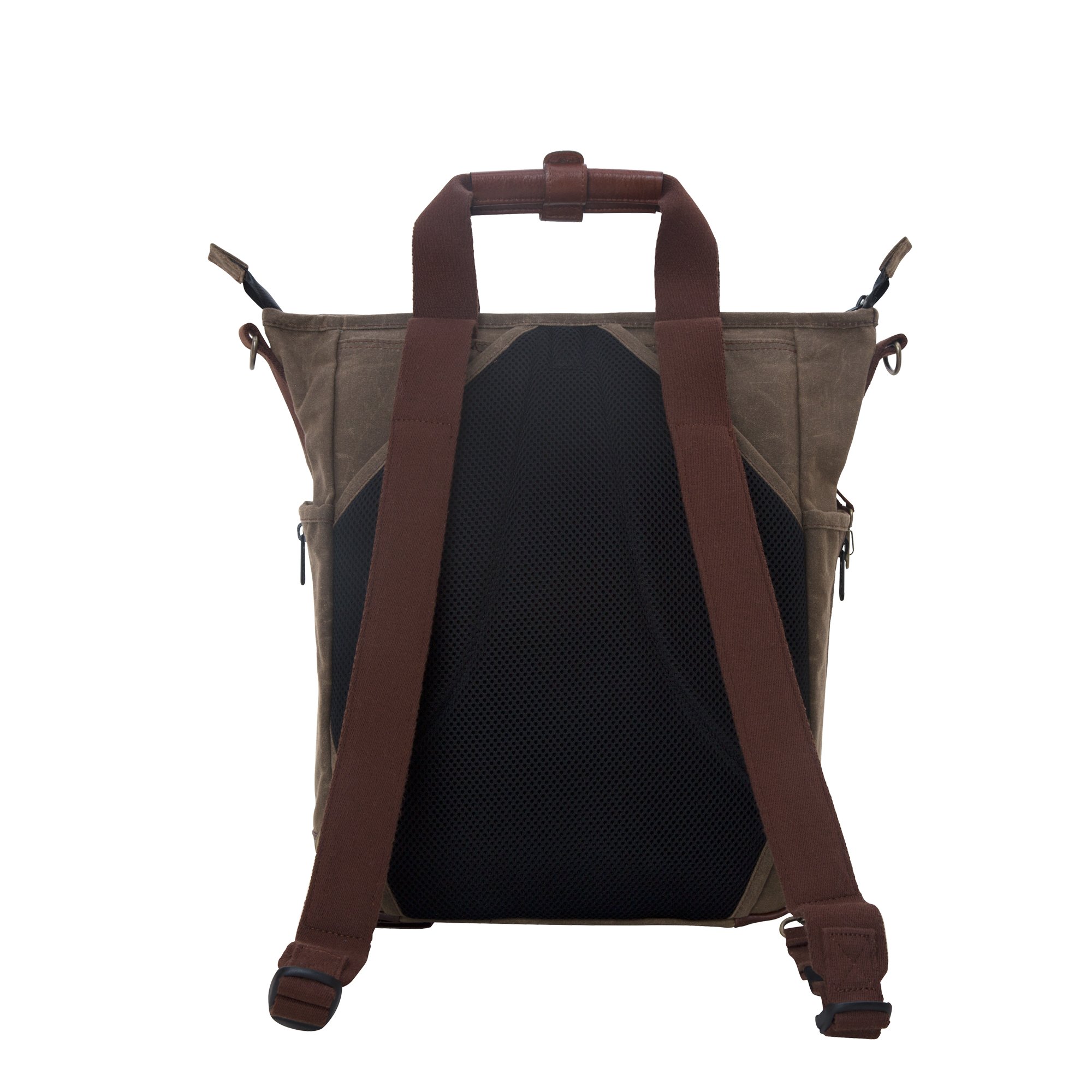 Waxed Fordham Convertible Backpack & Messenger Bag - Dark Brown Leather, One Size Fits All - Perfect for Travel, Work & Everyday Use