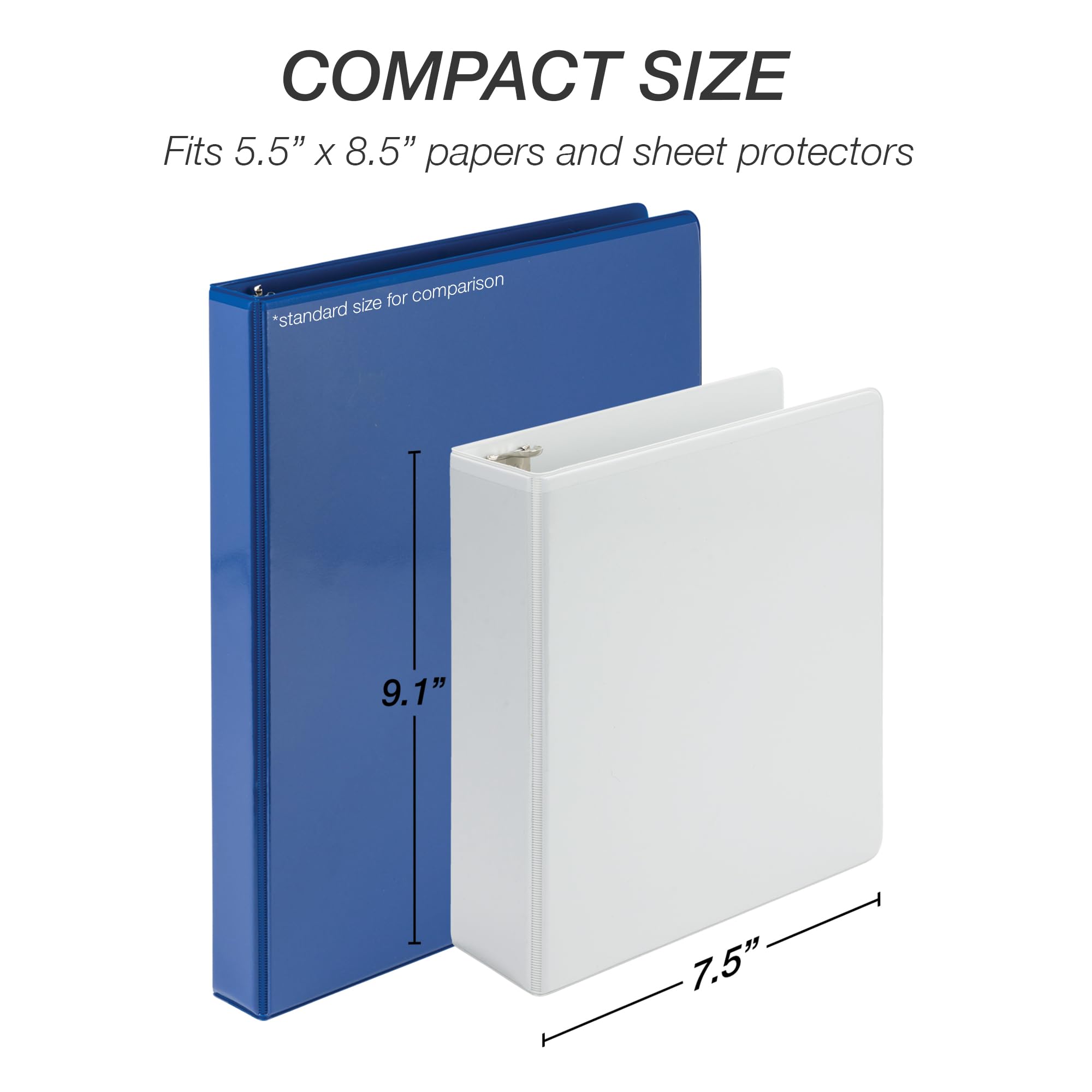 Samsill Economy 2 Inch Mini 3-Ring Binder - Round Ring, Non-Stick Customizable Cover, Made in USA - Black (12600) - Perfect for School, Office & Home Organization