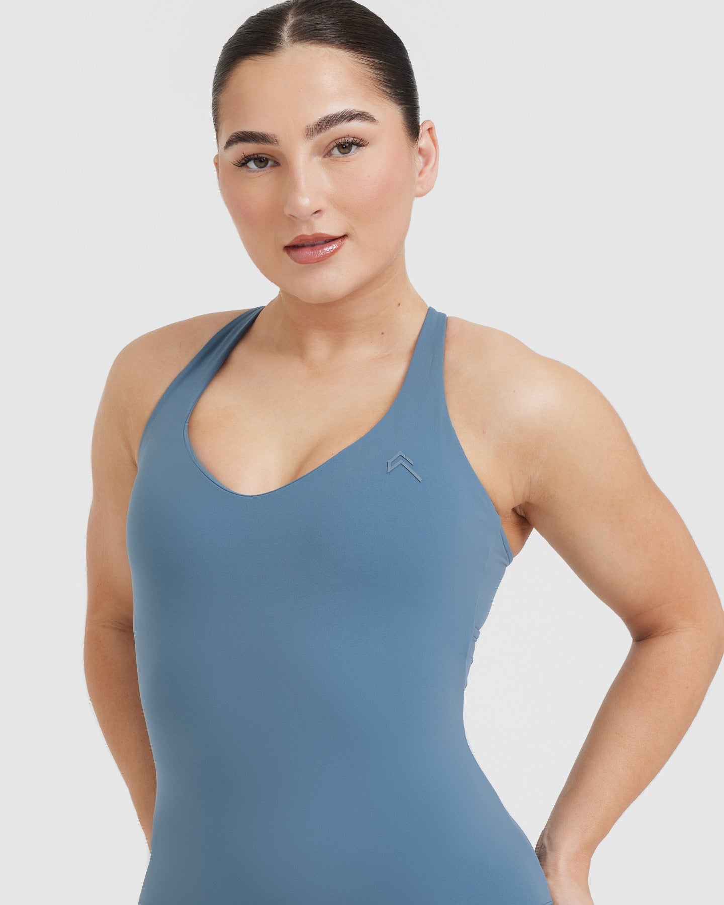 Moonstone Blue V-Neck Cross Back Vest for Women - Elegant & Comfortable Summer Layering Piece for Beach, Yoga, and Casual Wear