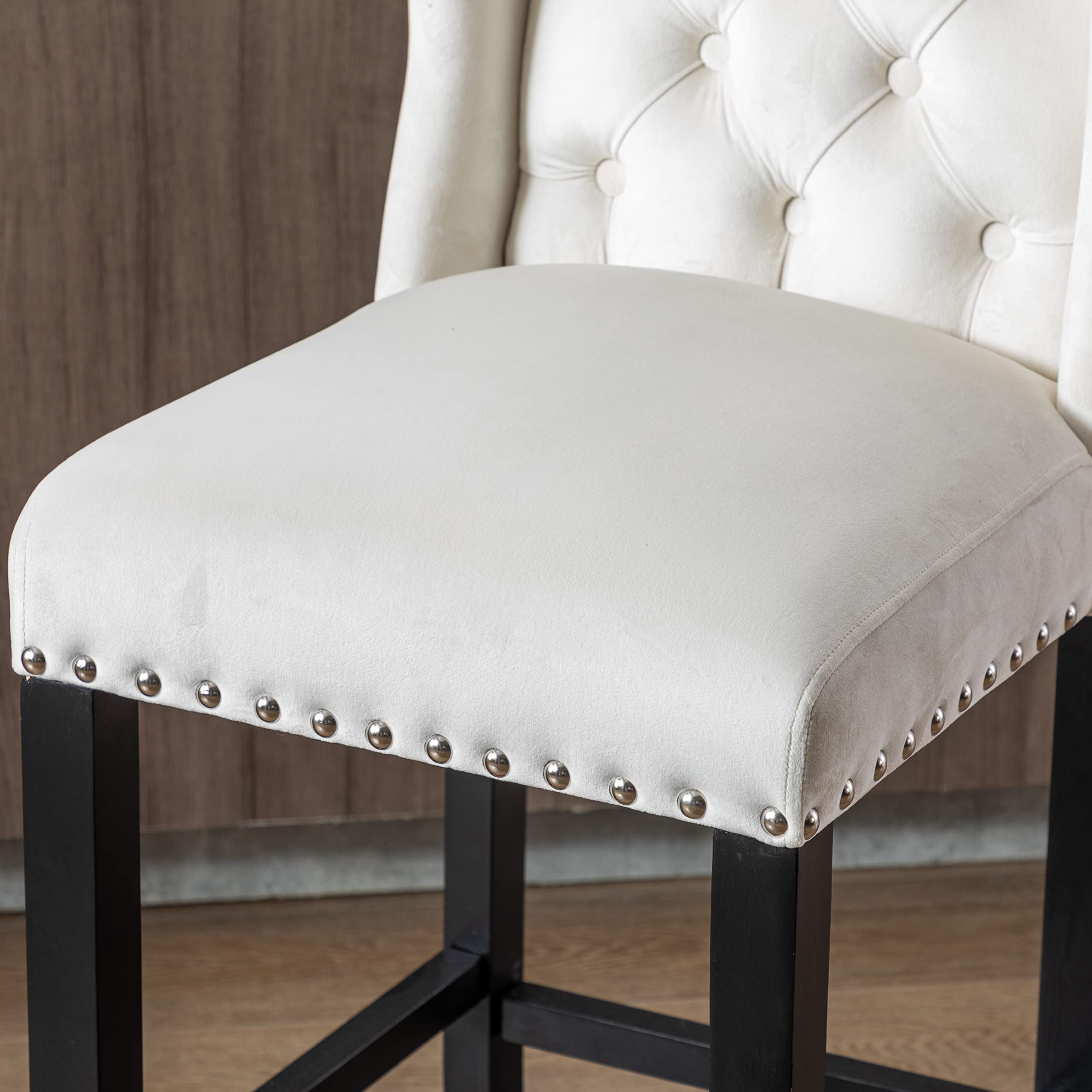 DUOMAY Modern Velvet Tufted Bar Stools Set of 2, 30