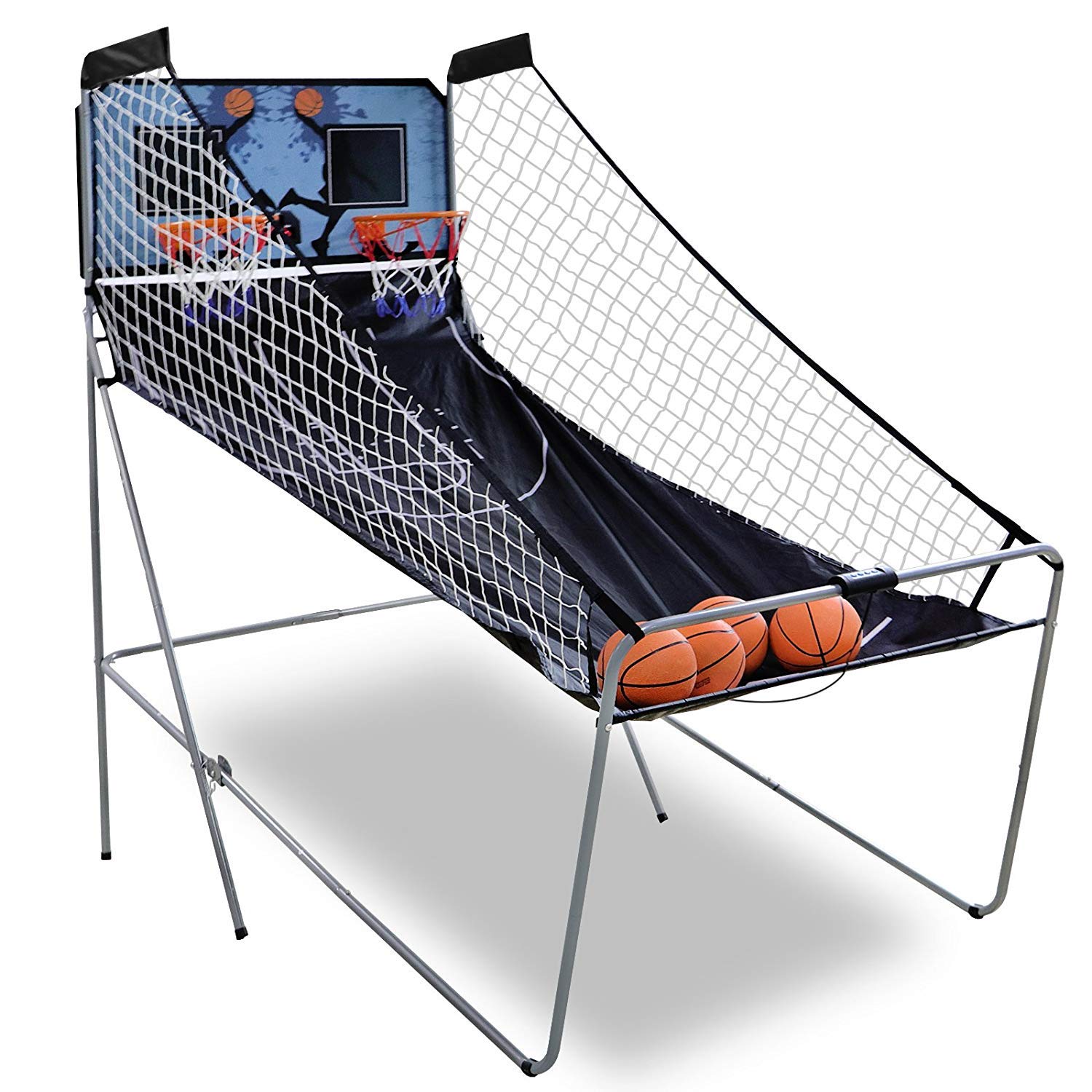 Saturnpower Foldable Electronic Basketball Arcade Game - Dual Shot 2 Player Indoor Hoop with 4 Balls | Perfect for Home Entertainment, Kids Parties & Sports Training