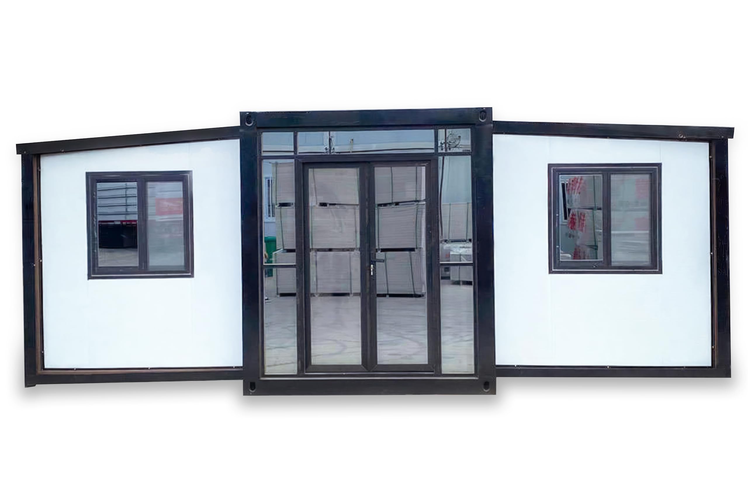 Expandable Prefabricated Container House - 19x20FT Portable Folding Home, Modern & Sturdy Prefab Living Space for Tiny Homes, Backyard Offices, or Emergency Shelters