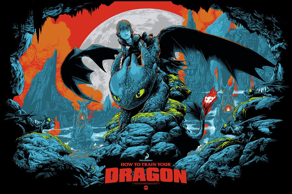 How to Train Your Dragon Wall Art Poster - Screen Printed Movie Poster for Bedroom, Living Room & Office Decor