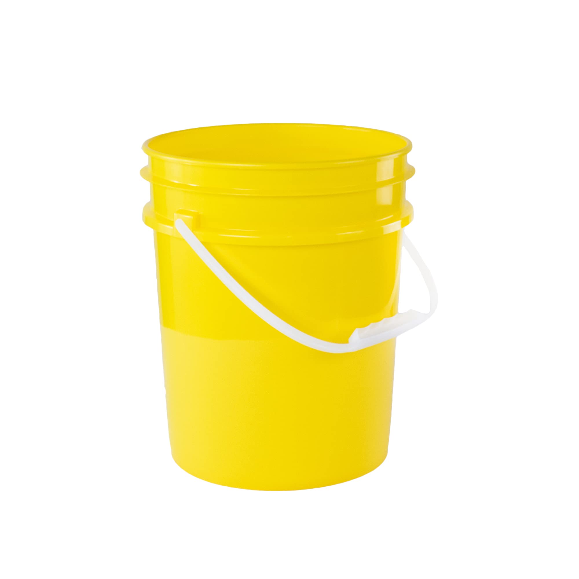 5 Gallon White Plastic Bucket - Heavy Duty 90 Mil Food Grade Pail - BPA Free & Recyclable - Multi-Purpose Container for Storage, Cleaning, Gardening (Pack of 20, Yellow) - Perfect for Home, Restaurant, and Industrial Use