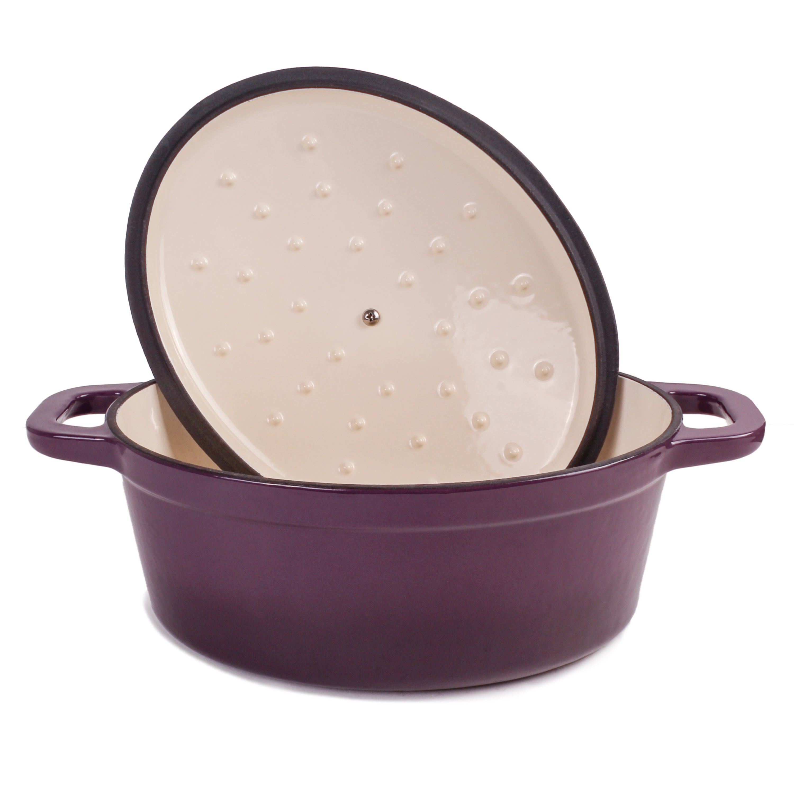 BergHOFF Neo 4-Piece Cast Iron Cookware Set - 5 Quart & 8 Quart Dutch Oven with Lid - Durable Purple Enameled Cookware for Stovetop, Oven & Serving - Perfect for Soups, Stews, Braising & Family Meals
