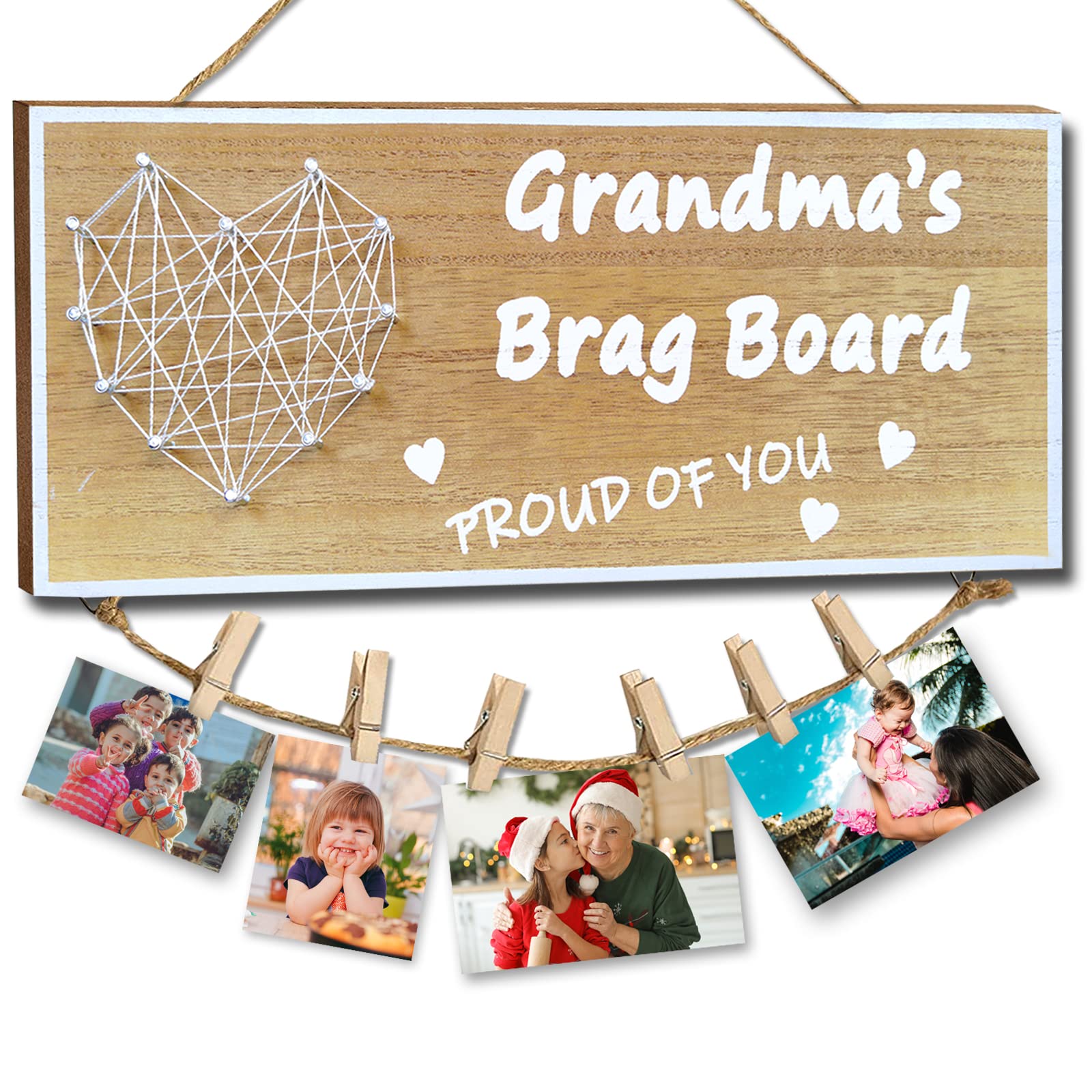 Personalized Christmas Picture Frame for Grandma - Heartwarming Photo Holder & Brag Board - Perfect Birthday Gift from Granddaughter, Son, or Grandkids - Ideal for Displaying Family Memories, Christmas Cards, and Cherished Moments - Great for Home Decor, Bedroom, Living Room, or Office Display