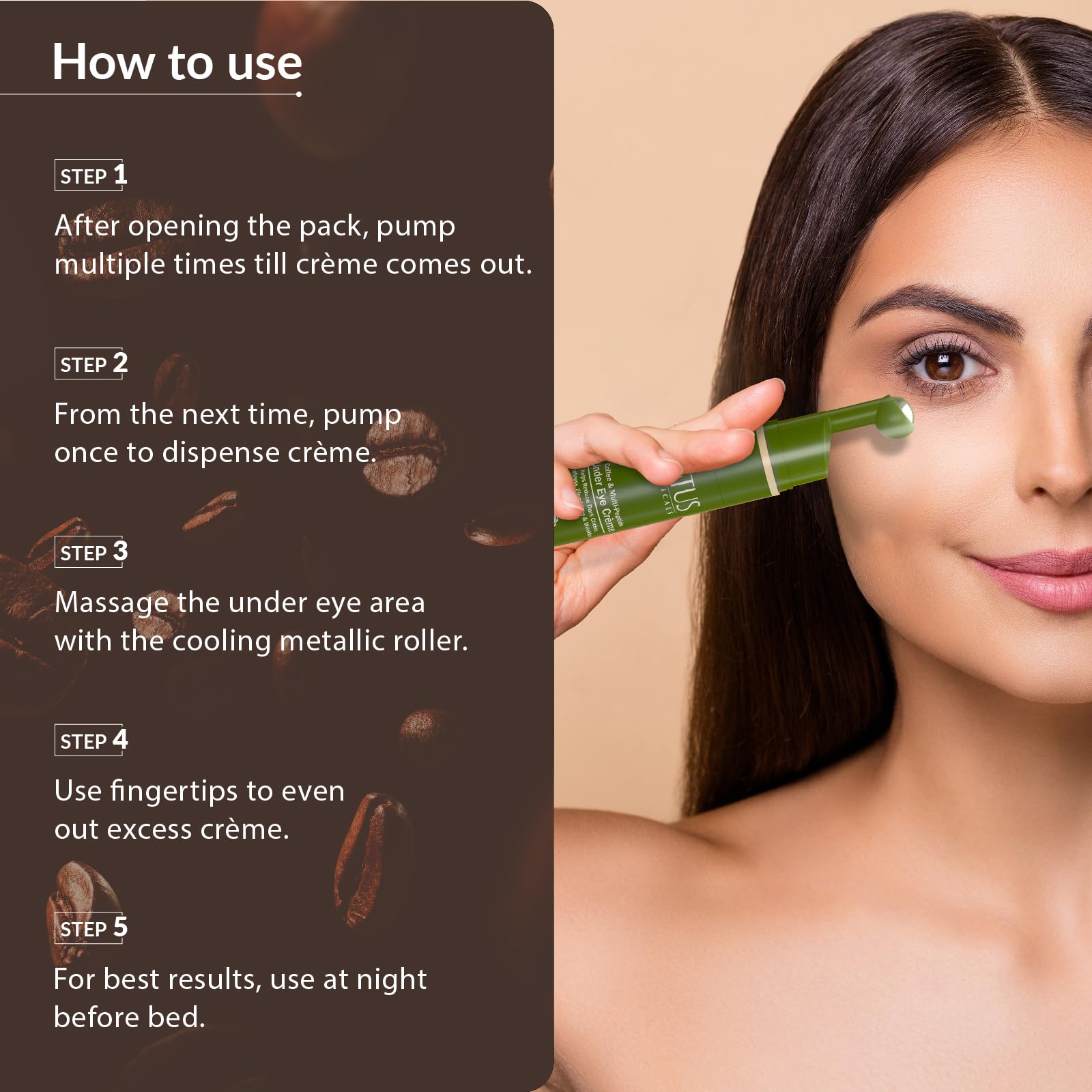 LOTUS BOTANICALS Anti-Aging Under Eye Cream with Coffee, Multi-Peptide & Vitamin E - 15ml Dark Circle Treatment for Puffiness & Wrinkles - Perfect for Night Routine & Travel Skincare