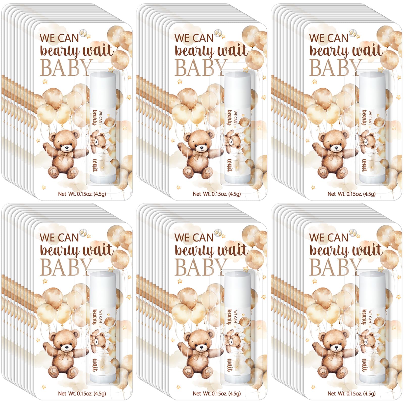 30 Pack Baby Shower Game Prizes - Bulk Lip Balm Party Favors for Adults, Guests & Winners - Perfect for Baby Showers, Gender Reveals & Party Decorations - Great as Souvenirs, Gift Bag Stuffers & Party Supplies (Bear Design)