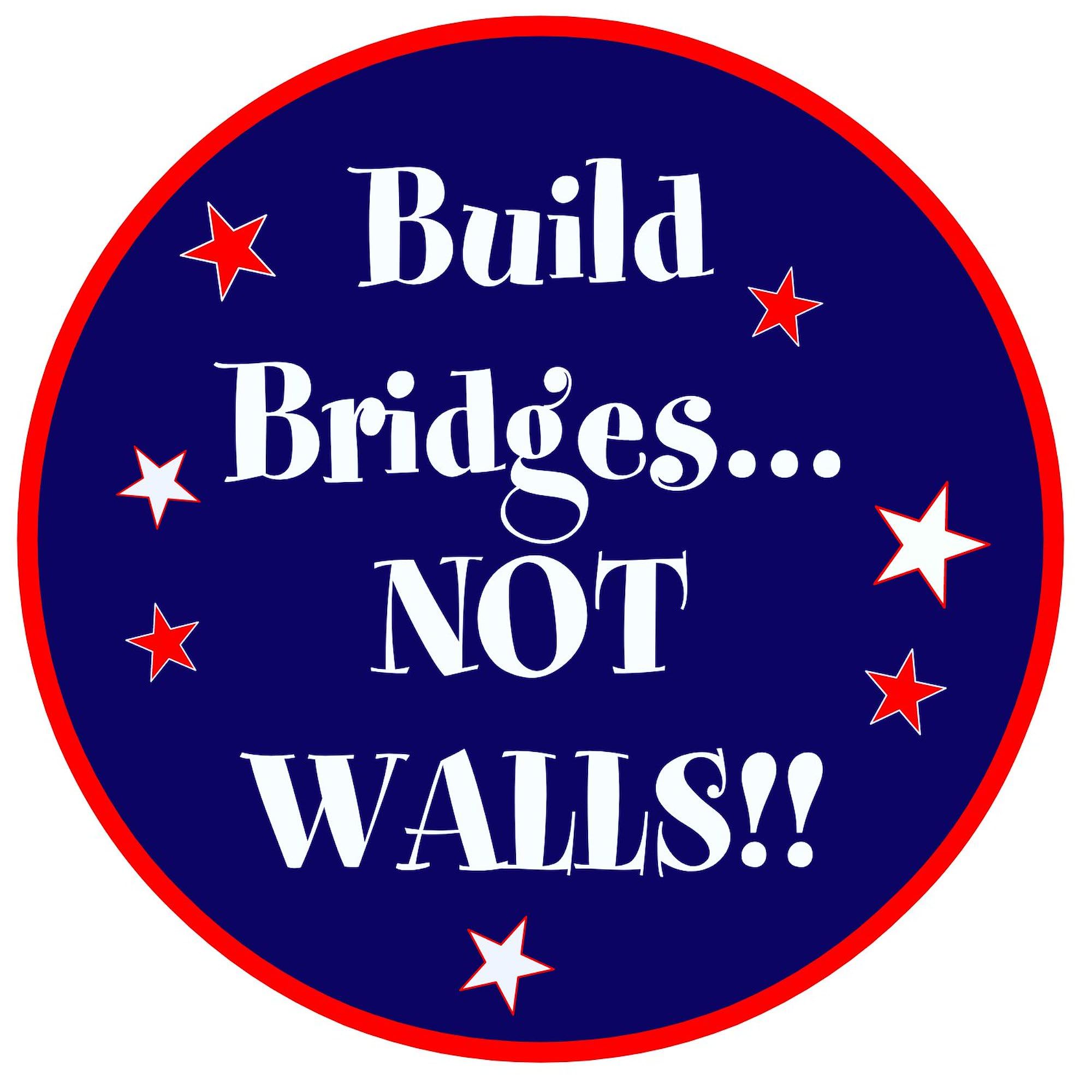 Build Bridges Not Walls Oval Car Bumper Sticker - Waterproof Vinyl Decal for Cars, Laptops, Windows - Perfect for Political Statements, Social Activism & Personal Expression