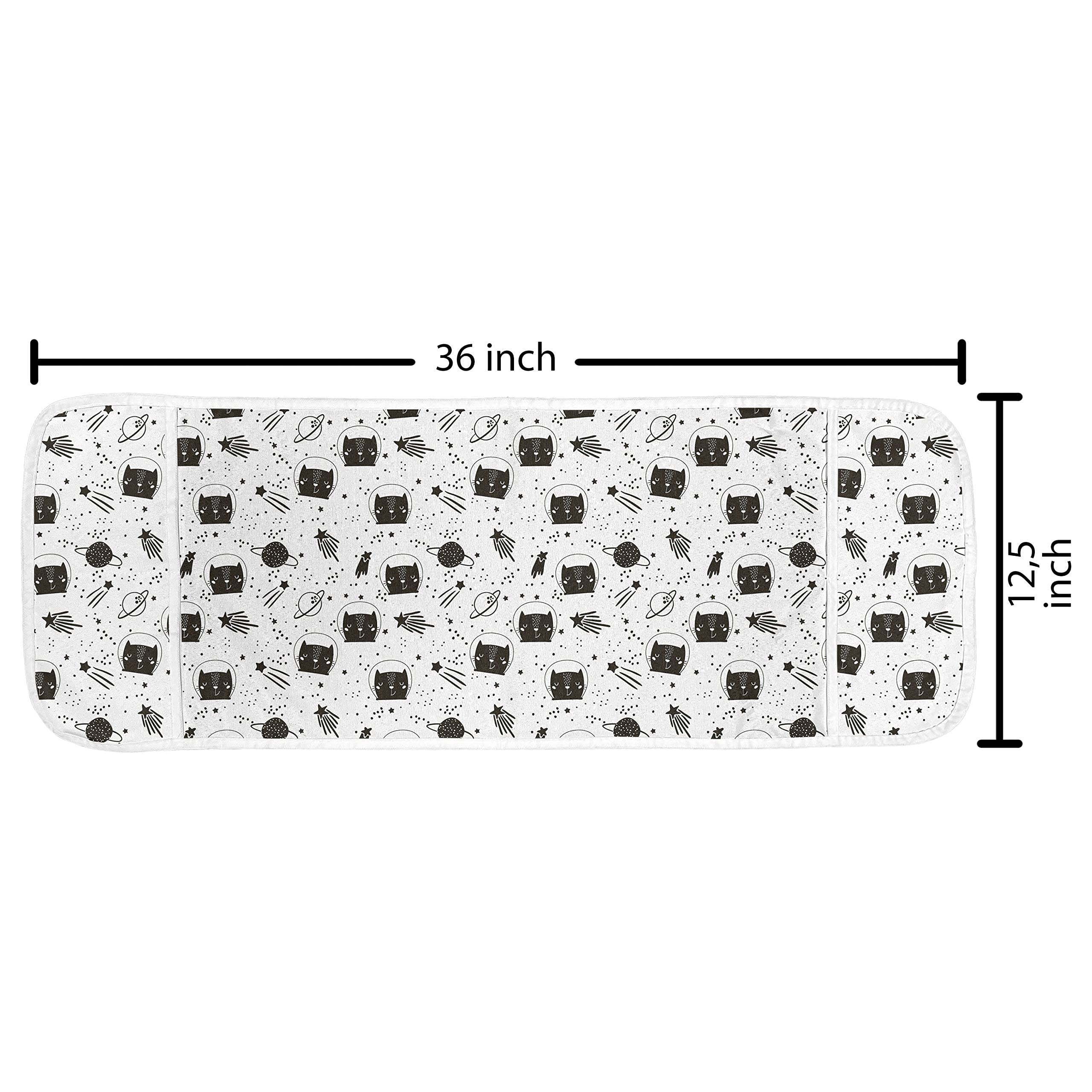 Ambesonne Microwave Cover for Pets - Space Cats with Constellation Stars Design, Waterproof Kitchen Organizer with Pockets, 36