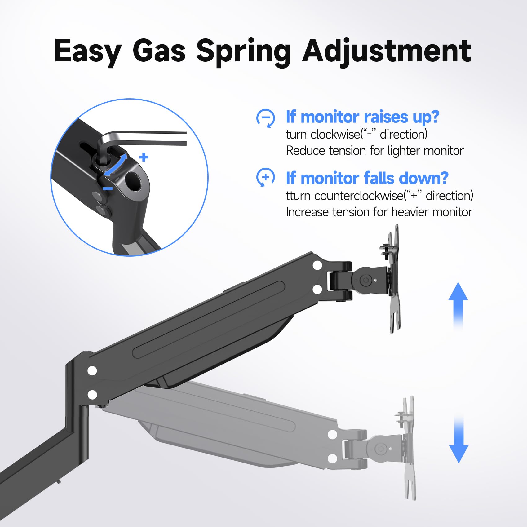 Suptek Dual Monitor Stand with Gas Spring Arm - Adjustable Free Standing Desk Mount for 17-32 Inch Screens (Up to 22 lbs) - Black (ML8SP) - Perfect for Home Office, Gaming Setup & Workspace Ergonomics