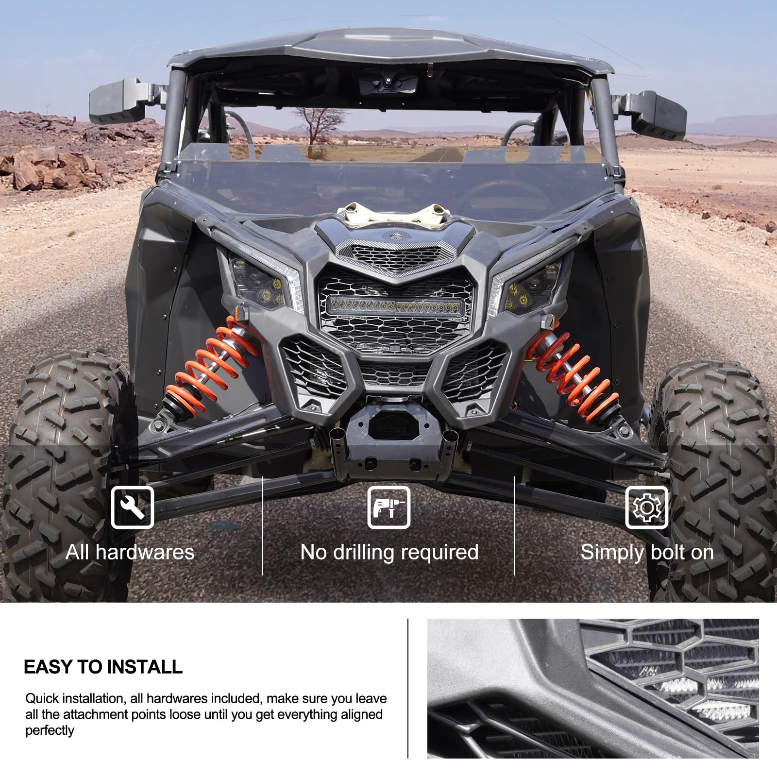 KIWI MASTER Front Fascia Bumper for 2017-2025 Can-Am Maverick X3 & X3 Max | Heavy-Duty Off-Road Protection | Perfect for Dune Bashing & Trail Riding