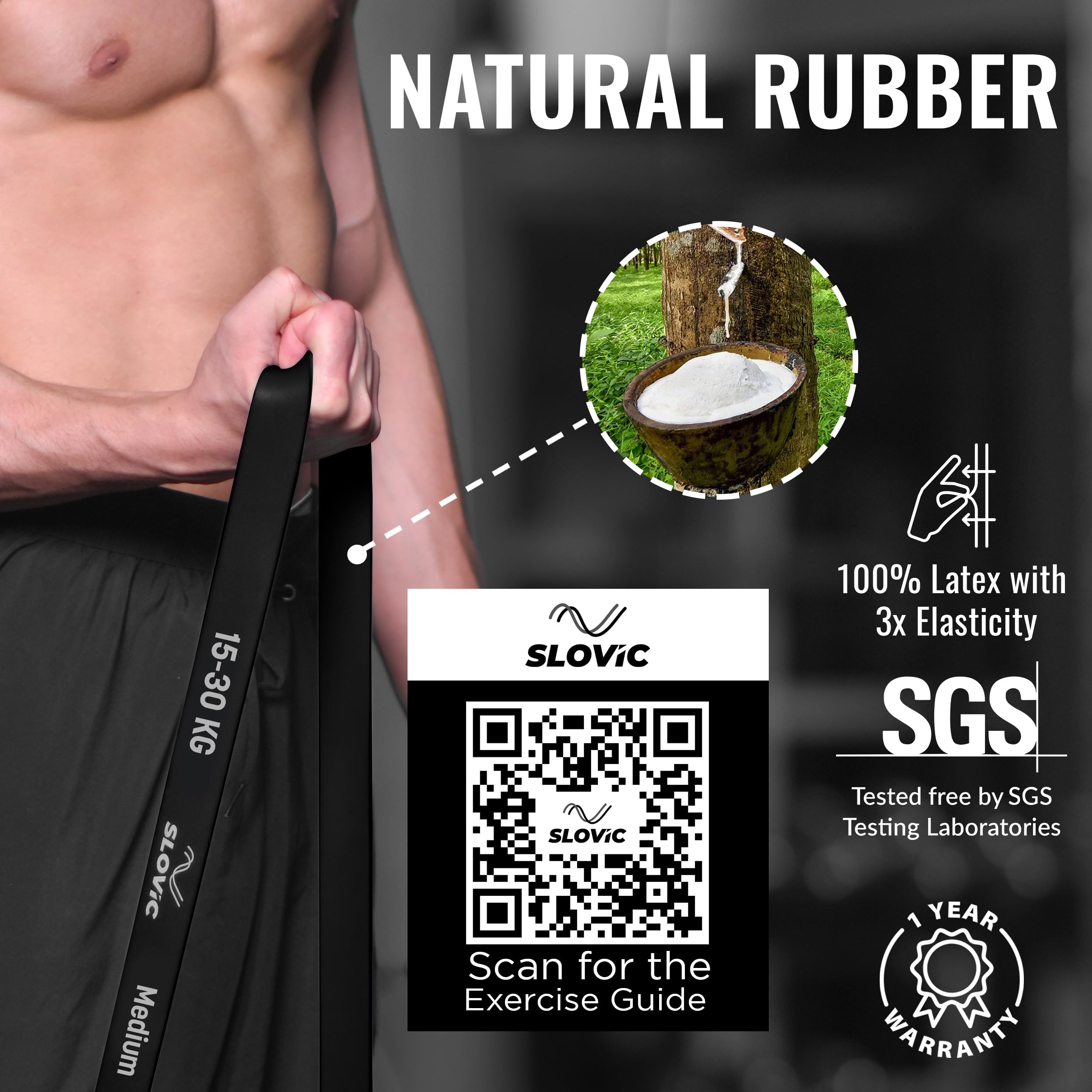 Slovic Resistance Bands Set for Home Workout & Gym Training - Heavy Duty Exercise Bands for Men & Women | Pull Up Assist Bands, Stretching & Strength Training | Perfect for CrossFit, Yoga, Physical Therapy & Fitness Routines