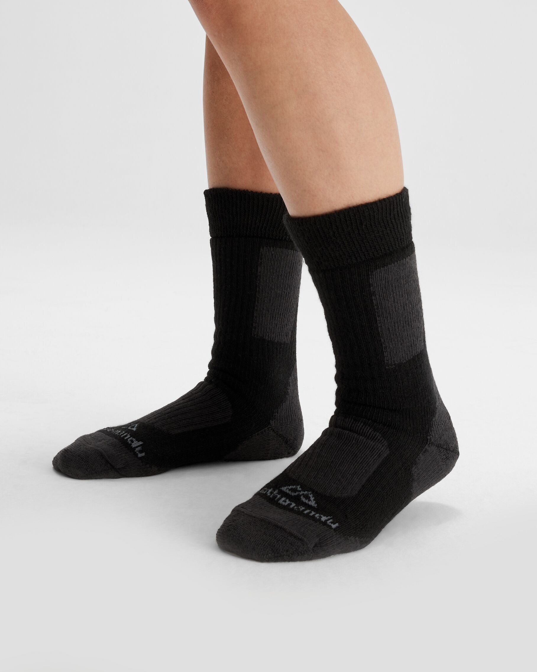 Thermal Socks for Men & Women - 2 Pack Black/Beech - Winter Warm Wool Socks for Hiking, Skiing & Outdoor Activities
