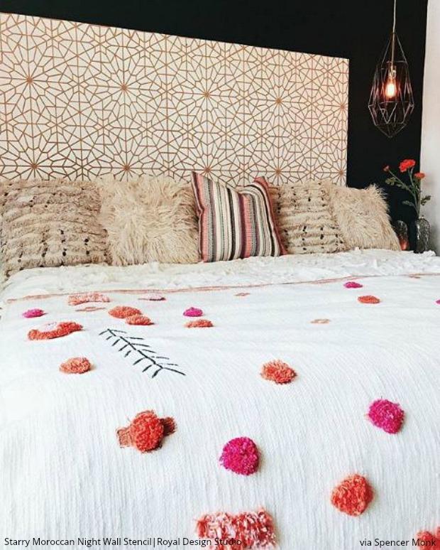 Starry Moroccan Night Stencil - DIY Wall Art Stencil for Home Decor, Ceiling & Furniture Painting - Perfect for Bedroom, Nursery, and Boho Style Interior Design