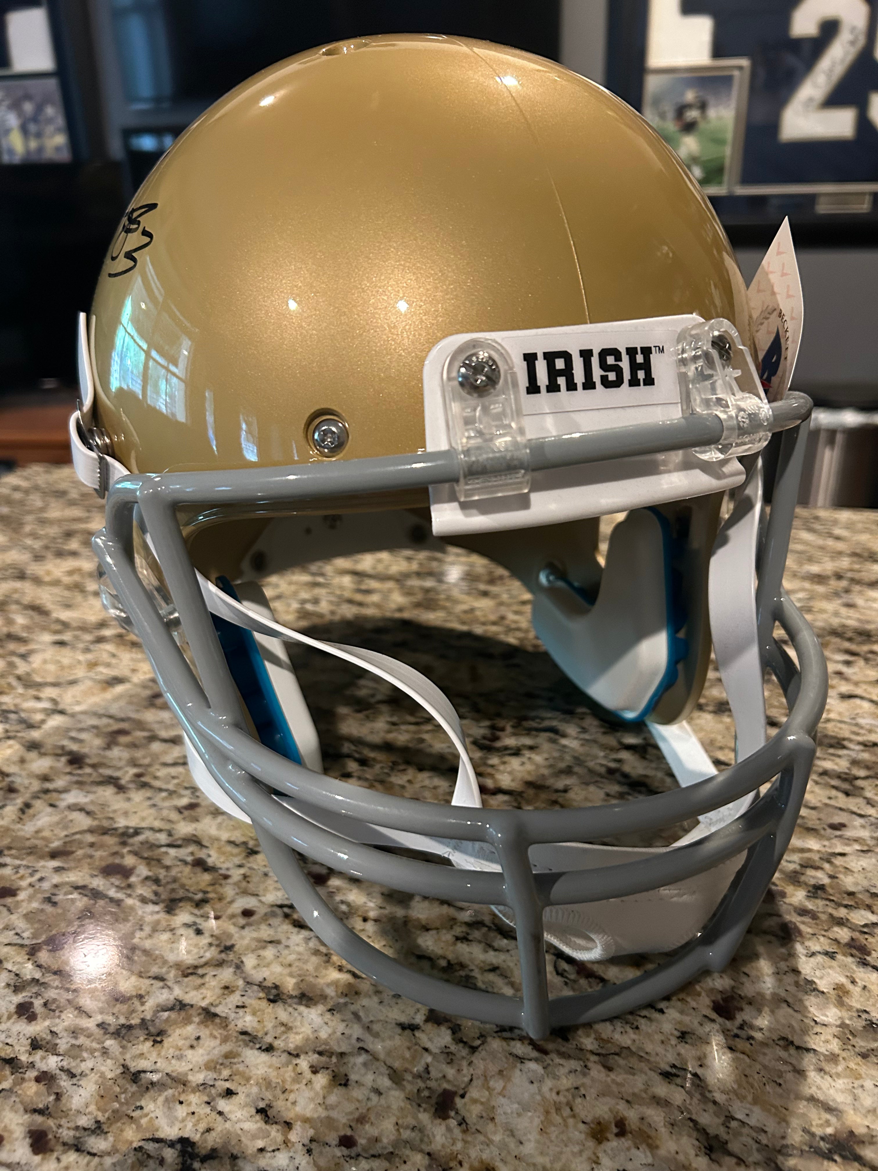 Notre Dame Fighting Irish Ian Book & Chase Claypool Autographed Schutt Authentic Full-Size Replica Football Helmet with Beckett COA - Perfect for Collectors, Fans, and Sports Memorabilia Displays