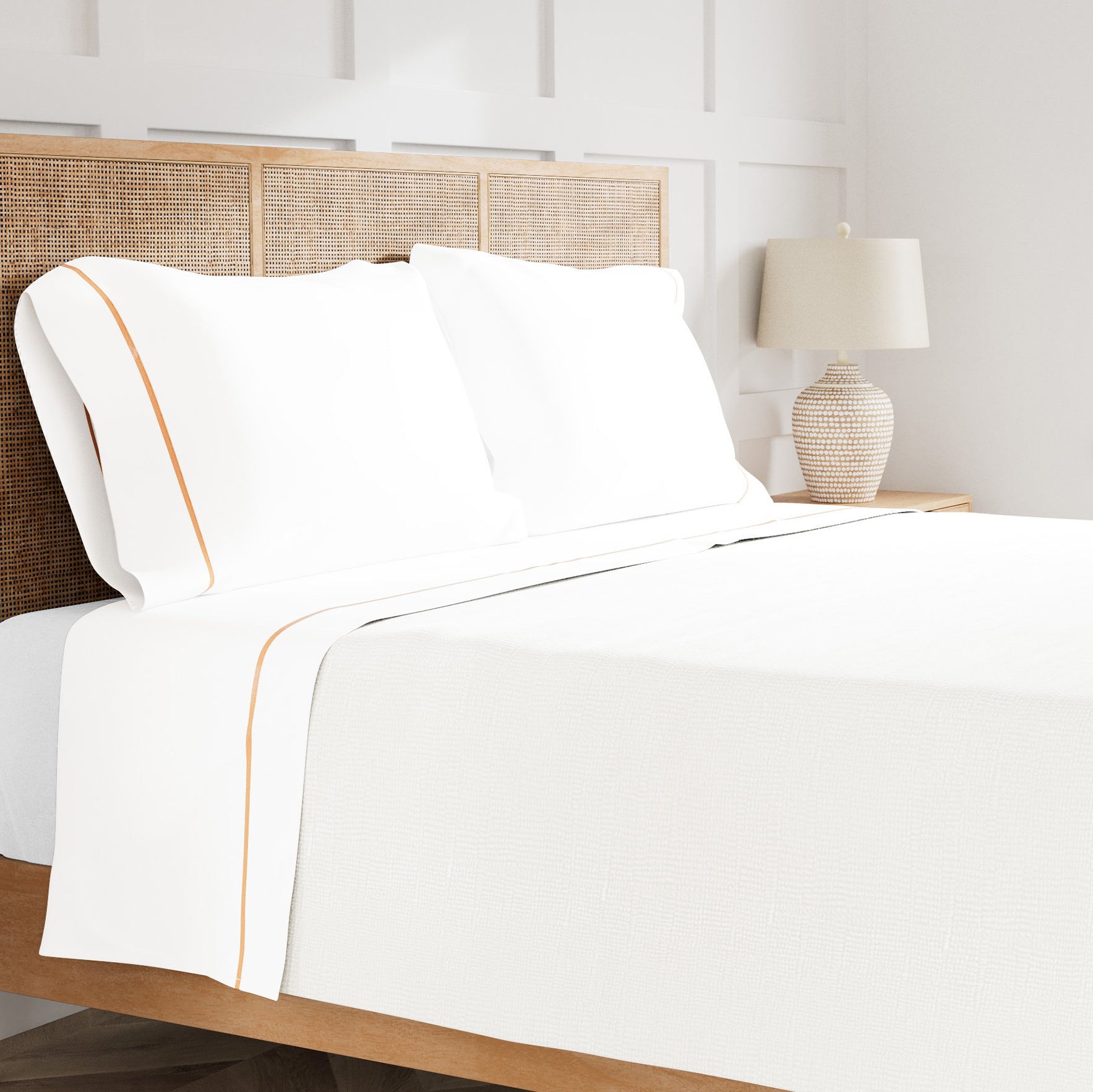 Luxury 100% Silk Trim Sheet Set - Queen Size White Bedding for Ultimate Comfort | Perfect for Master Bedroom, Guest Room & Hotel Decor