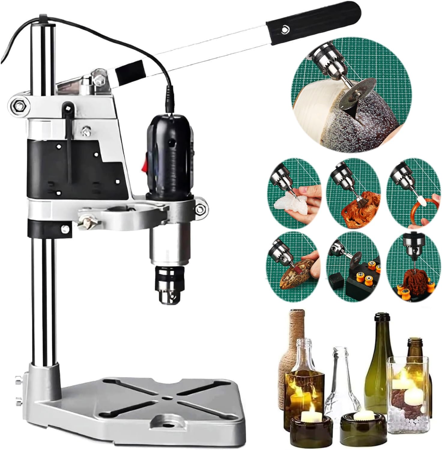 Glass Bottle Cutter Kit with 36PCS Tools - 72W Electric Bottle Cutting Machine & Rotary Tool for Drilling, Sanding, Polishing - DIY Wine Bottle Crafting for Home Decor & Gift Making (Perfect for Glass Recycling Projects & Creative Handicrafts)