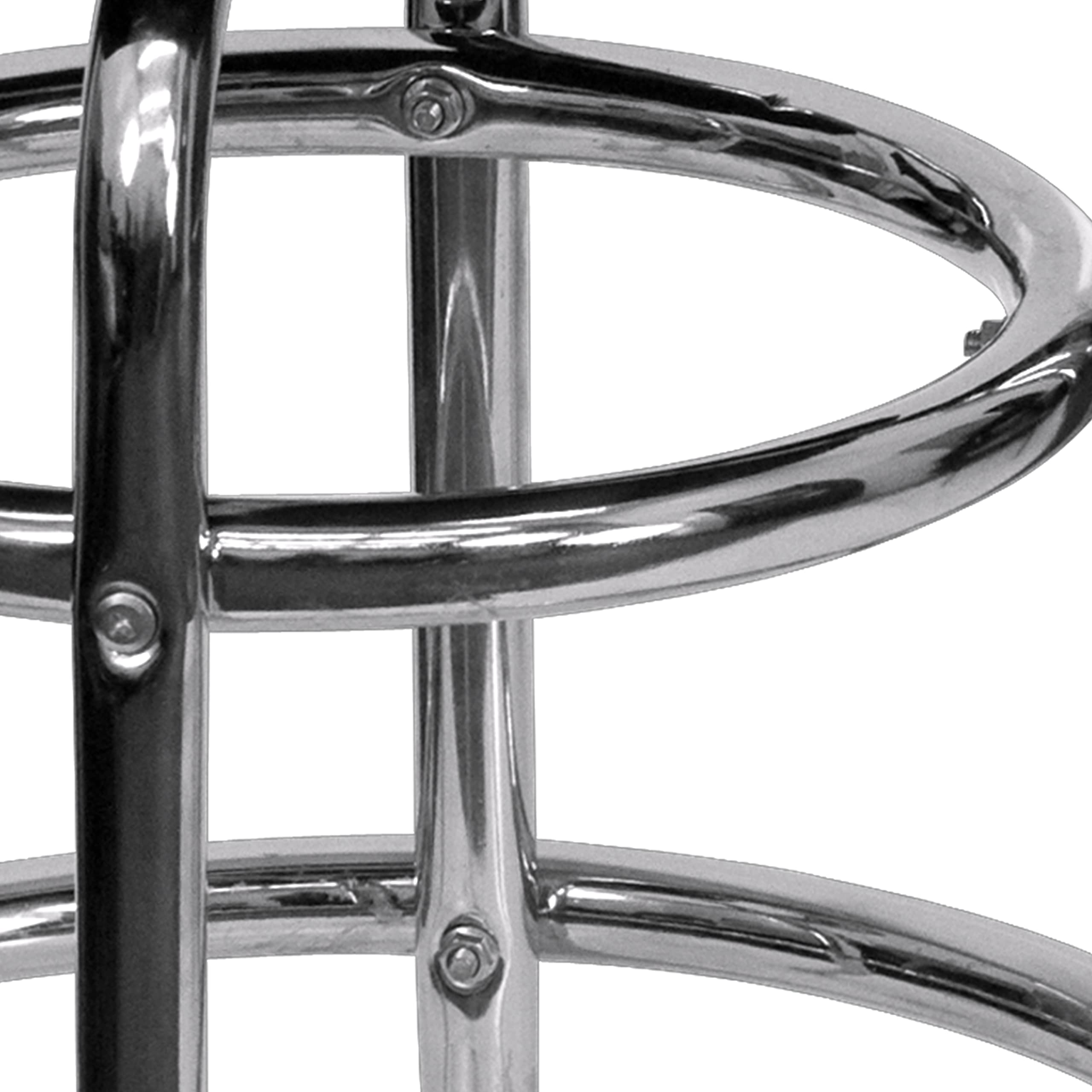 Chrome Bar Stool with Double Ring Design and Red Cushion Seat - Perfect for Kitchen Islands, Breakfast Bars, and Modern Dining Areas