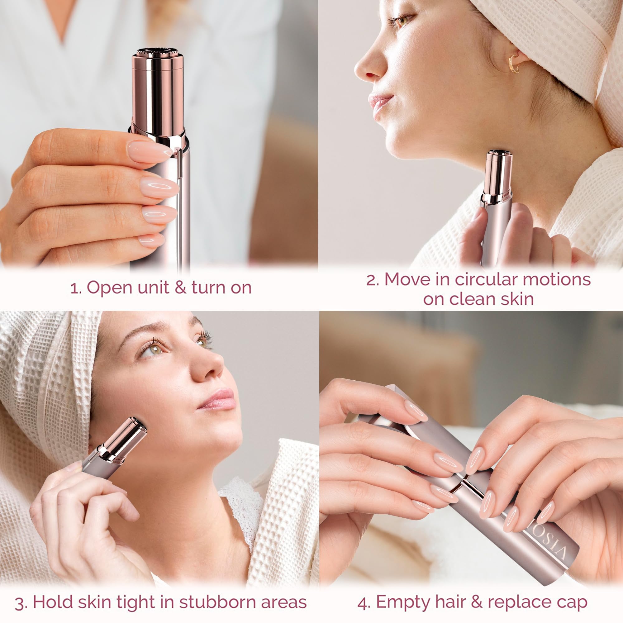 VISOFO Electric Facial Hair Remover for Women - Painless Dermaplaning Tool, Epilator & Trimmer for Upper Lip, Eyebrows & Face | Smooth Skin Beauty Gadget | Perfect for Home Spa, Travel & Daily Skincare Routine