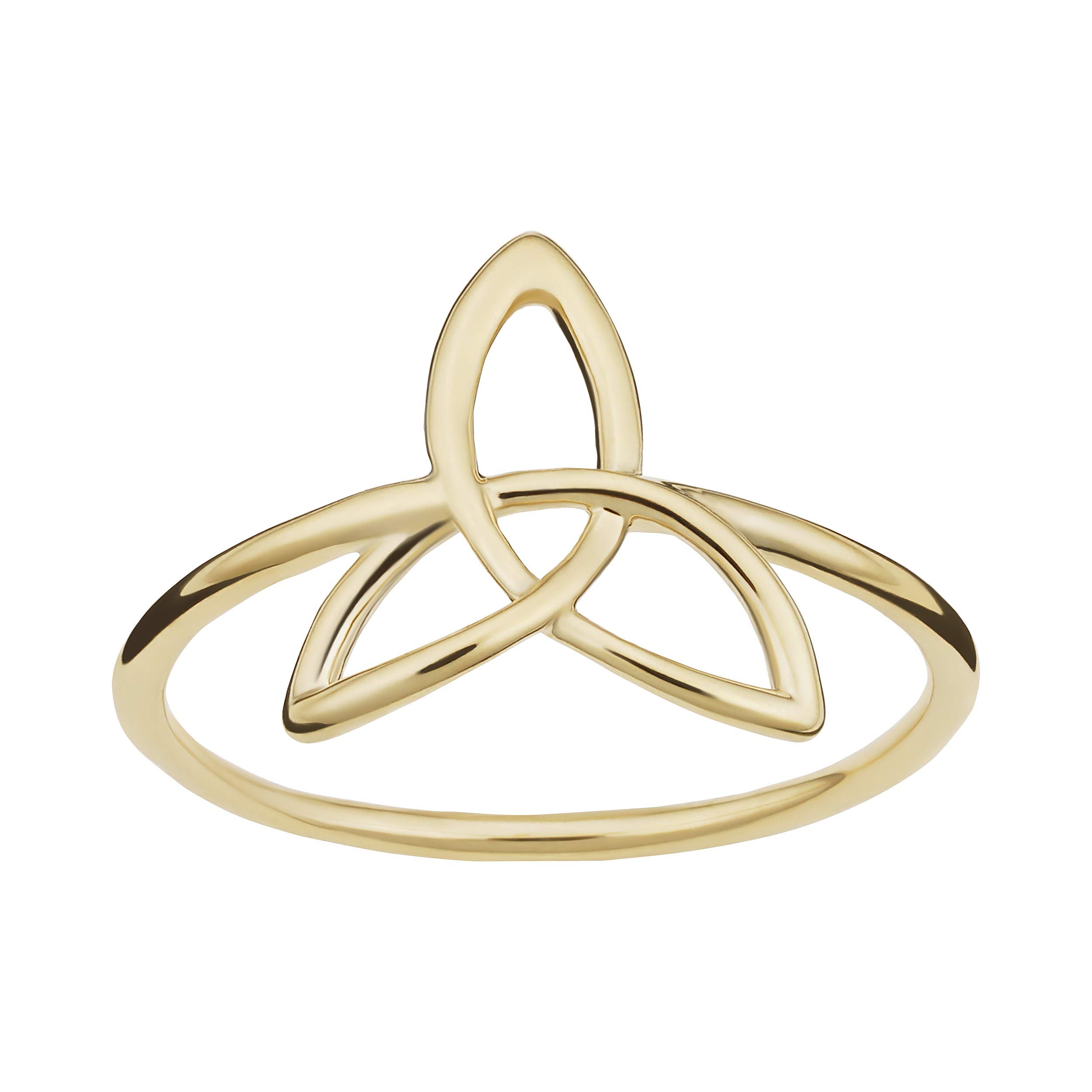 14K Yellow Gold Celtic Trinity Knot Ring for Women - Elegant Irish Jewelry, Symbol of Love & Friendship - Perfect for Gifts, Weddings & Special Occasions