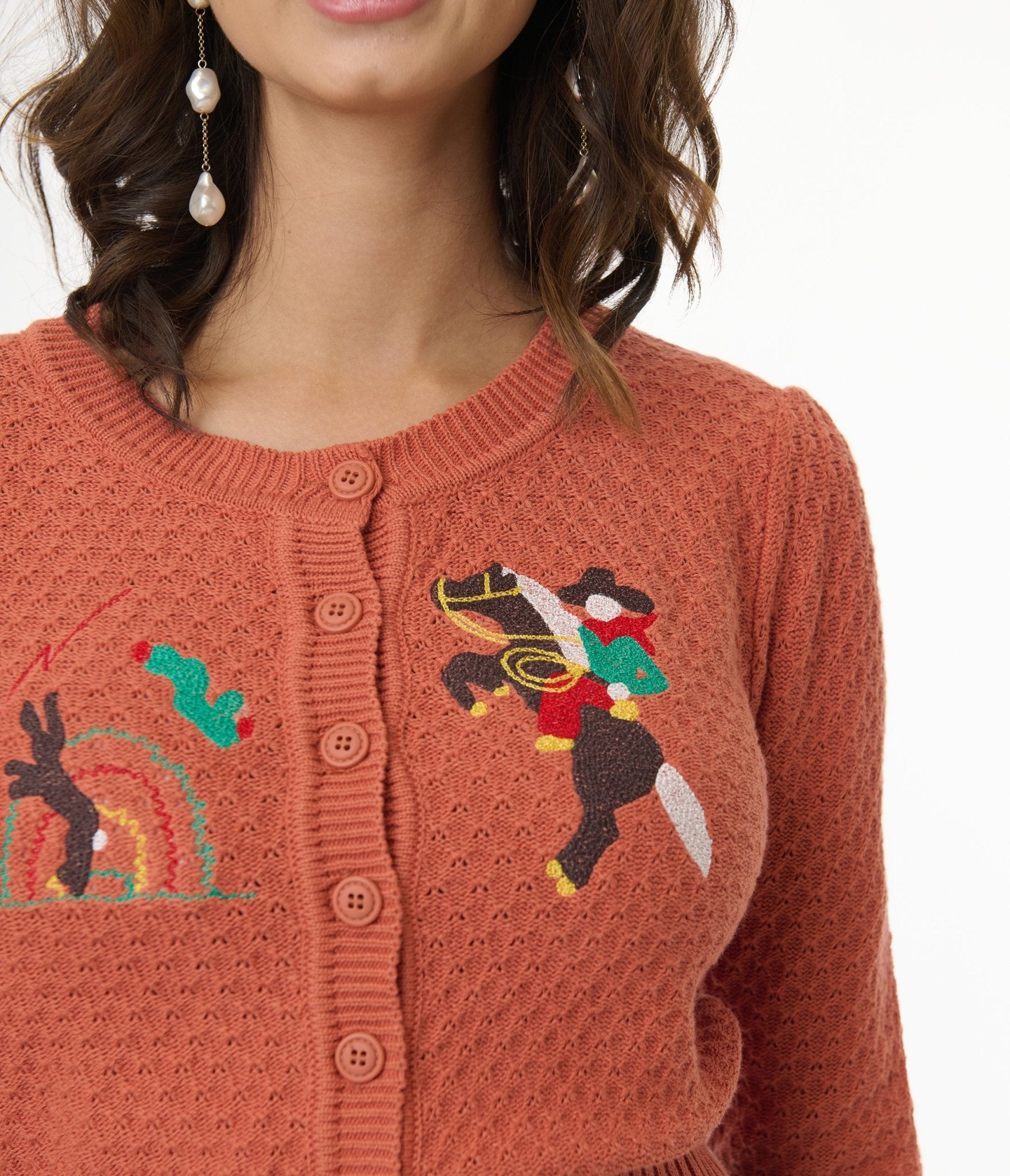 Mischief Made Dusty Orange Cropped Cardigan for Women | Western Style Fall Fashion | Perfect for Layering, Casual Outfits & Boho Chic Looks