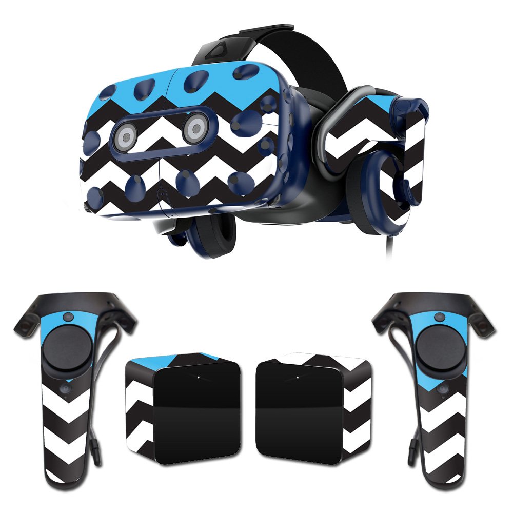 MightySkins Vinyl Decal Wrap Cover Compatible with HTC Vive Pro VR Headset - Baby Blue Chevron Design | Protective, Durable, Customizable Skin | Easy to Apply & Remove | Made in USA | Perfect for Gaming, VR Enthusiasts & Personalization