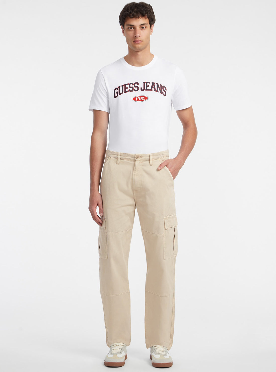 Guess Women's Beige Cargo Chino Pants - Casual Stretch Comfort Fit Trousers for Everyday Wear, Work & Outdoor Activities