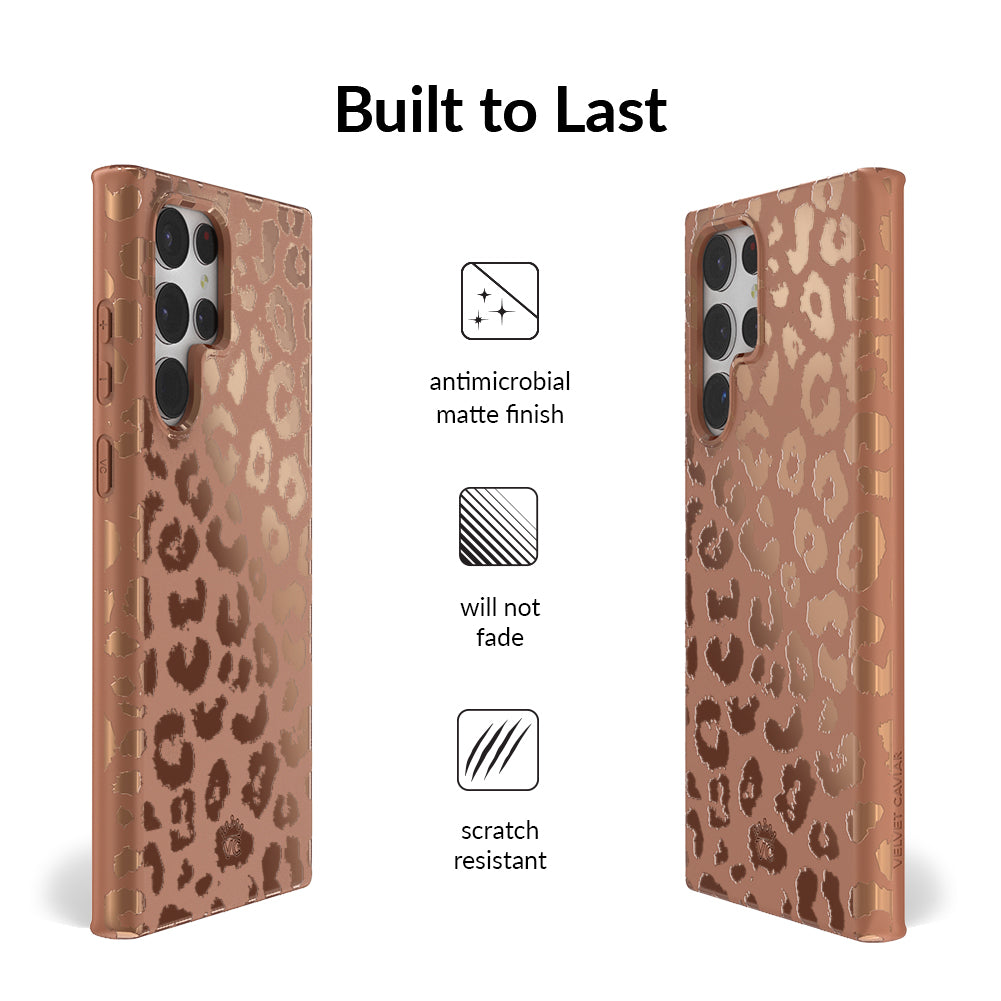 Bronze Chrome Leopard Print Samsung Phone Case - Stylish Protective Cover for Galaxy S21/S20/Note 20 | Perfect for Everyday Use, Travel & Fashion Accessories