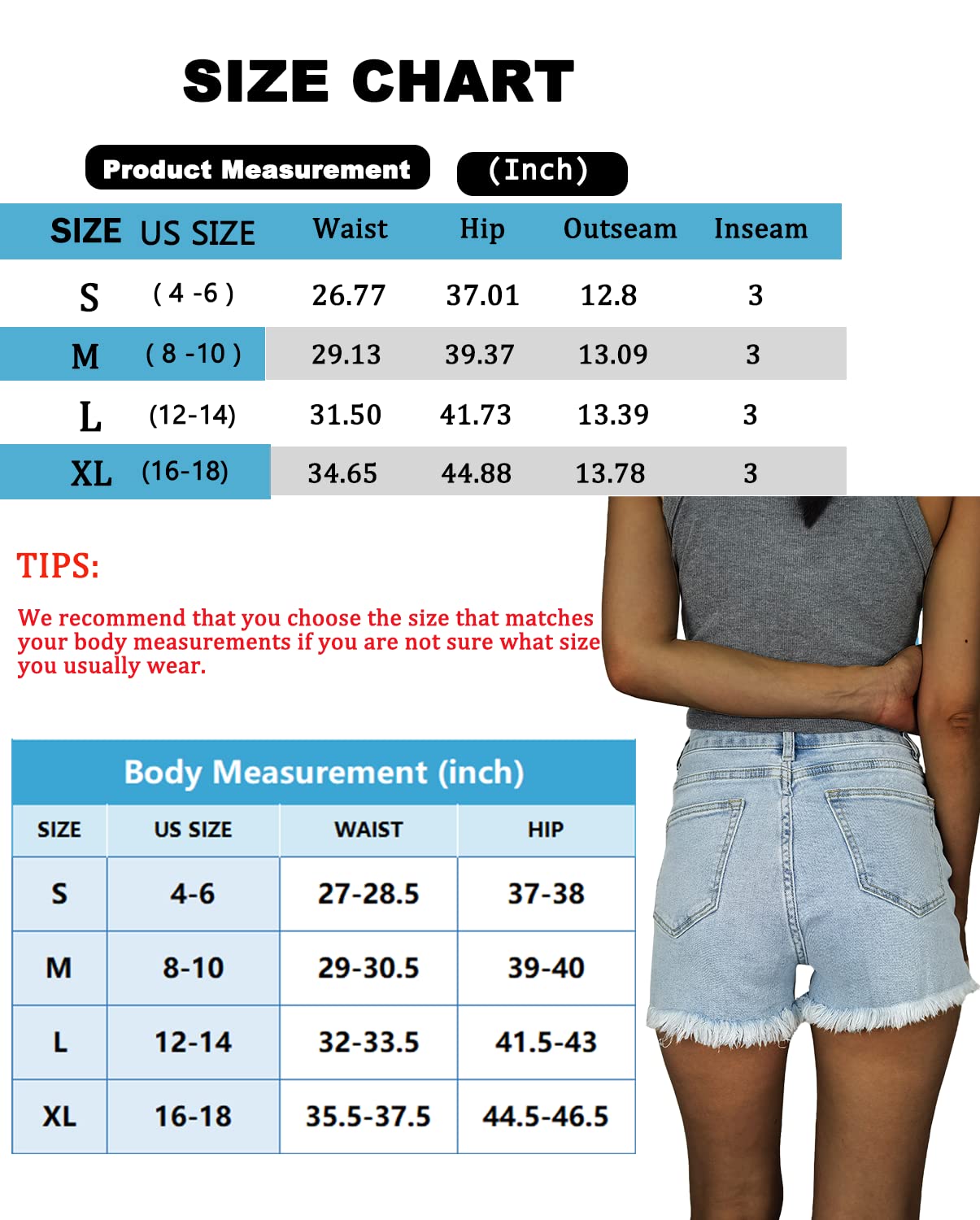Women's High Waisted Ripped Denim Shorts - Distressed Jean Shorts for Summer | Casual Outfit, Beach Vacation & Street Style Fashion