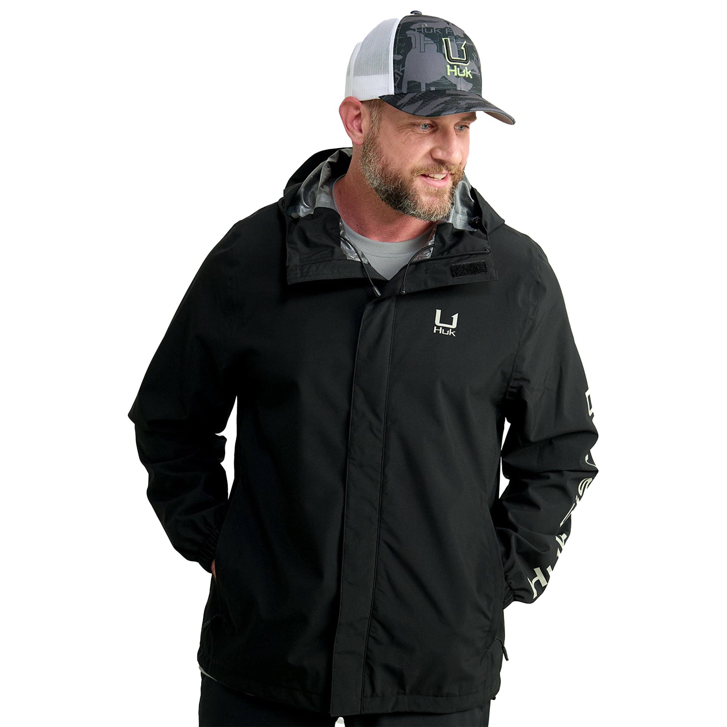 HUK Men's Storm Jacket - Heavy Duty Waterproof Fishing Raincoat for Outdoor Adventures, Hiking & Camping