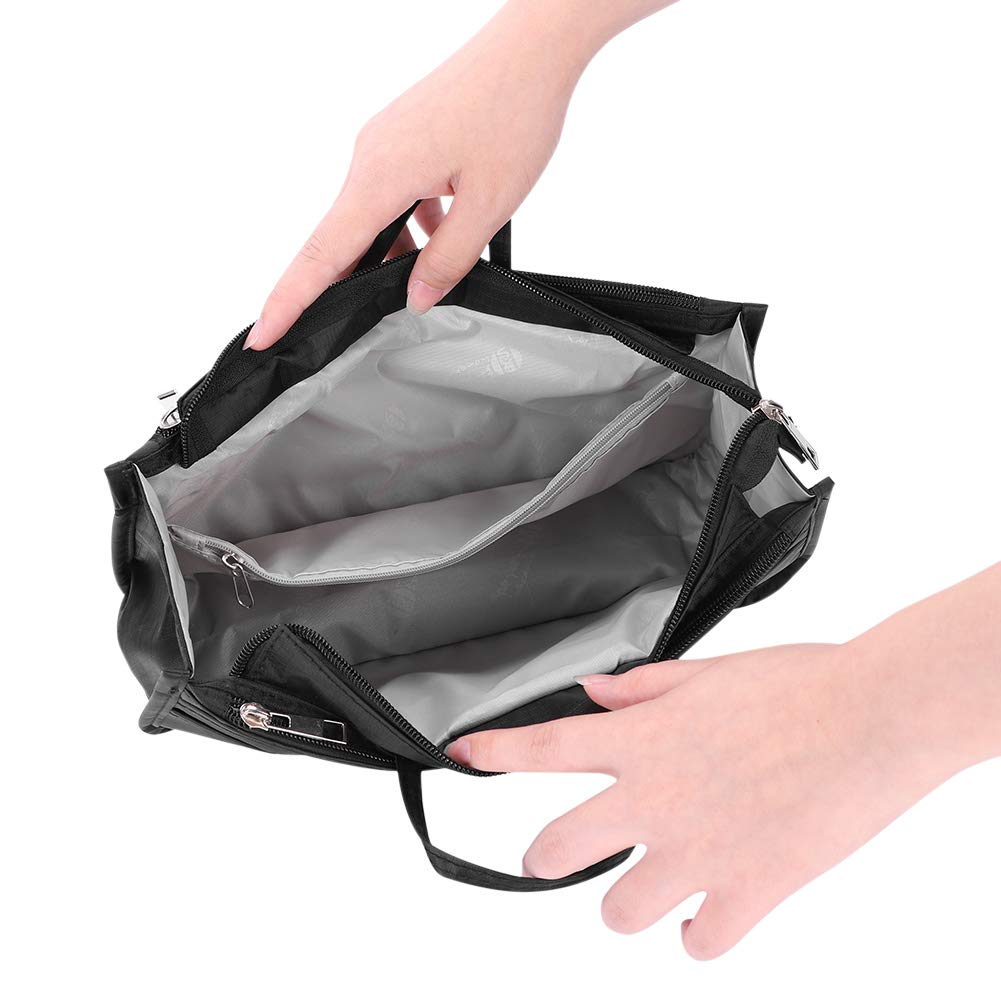 Oxford Cosmetic Bag for Women & Men - Waterproof Travel Makeup Organizer with Dry & Wet Separation - Medium Black Makeup Pouch for Toiletries, Cosmetics & Essentials - Perfect for Travel, Gym & Daily Use