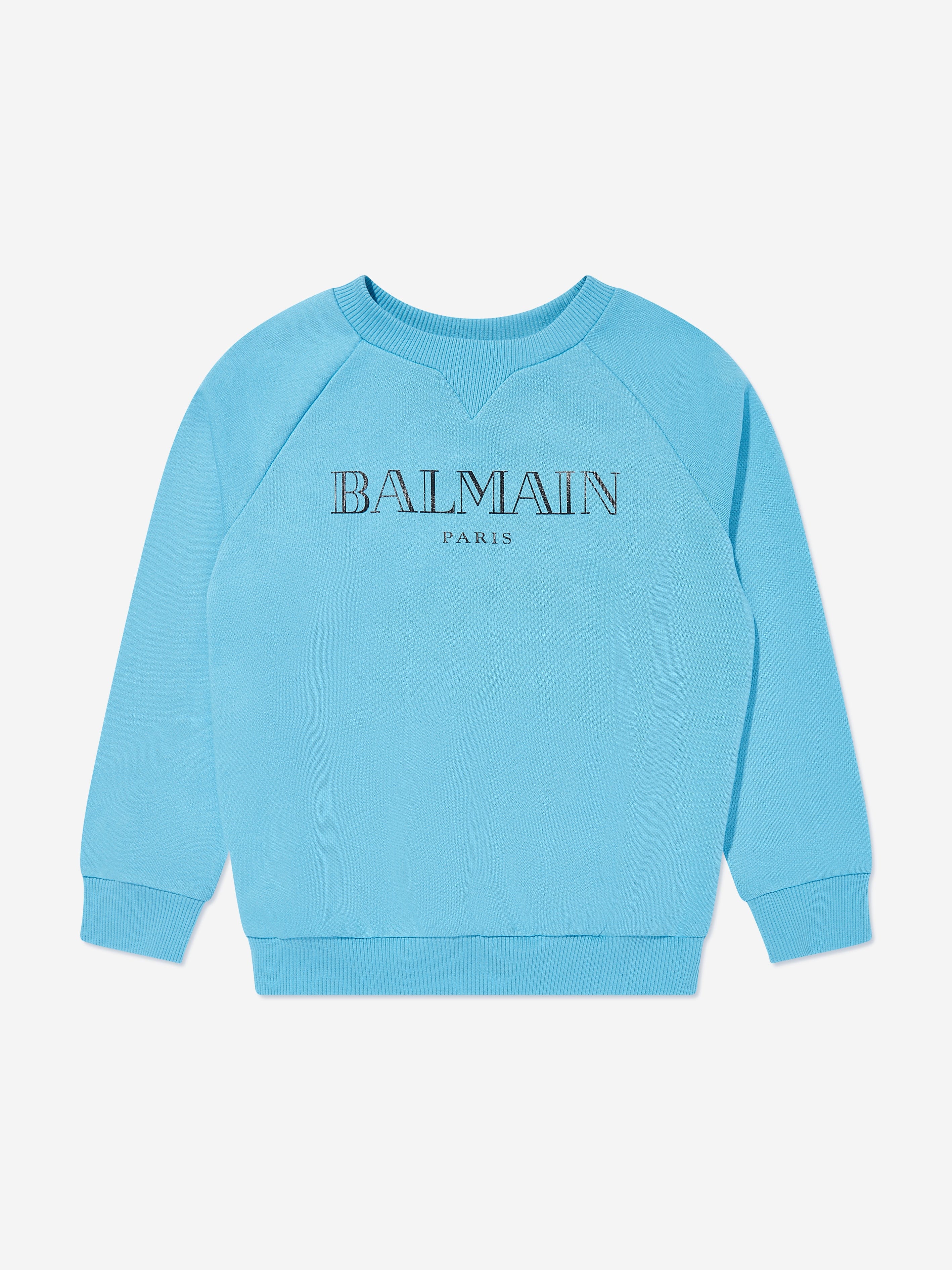 Balmain Kids Logo Sweatshirt - Blue Cotton Pullover Hoodie for Boys & Girls | Casual Wear, School Outfits, Family Photos