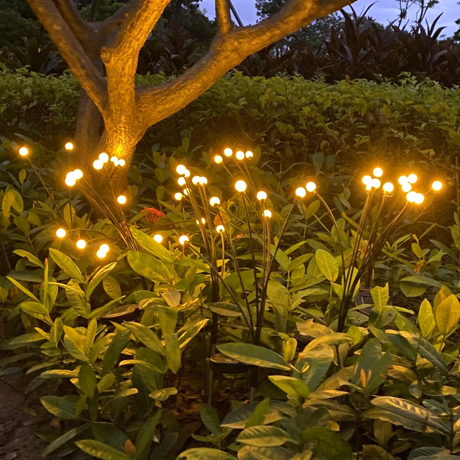 Solar Powered Garden Lights - 4 Pack Waterproof Firefly LED Outdoor Lights for Landscape Decoration | Fairy Garden Accessories | Perfect for Patio, Yard, Pathway & Backyard Lighting