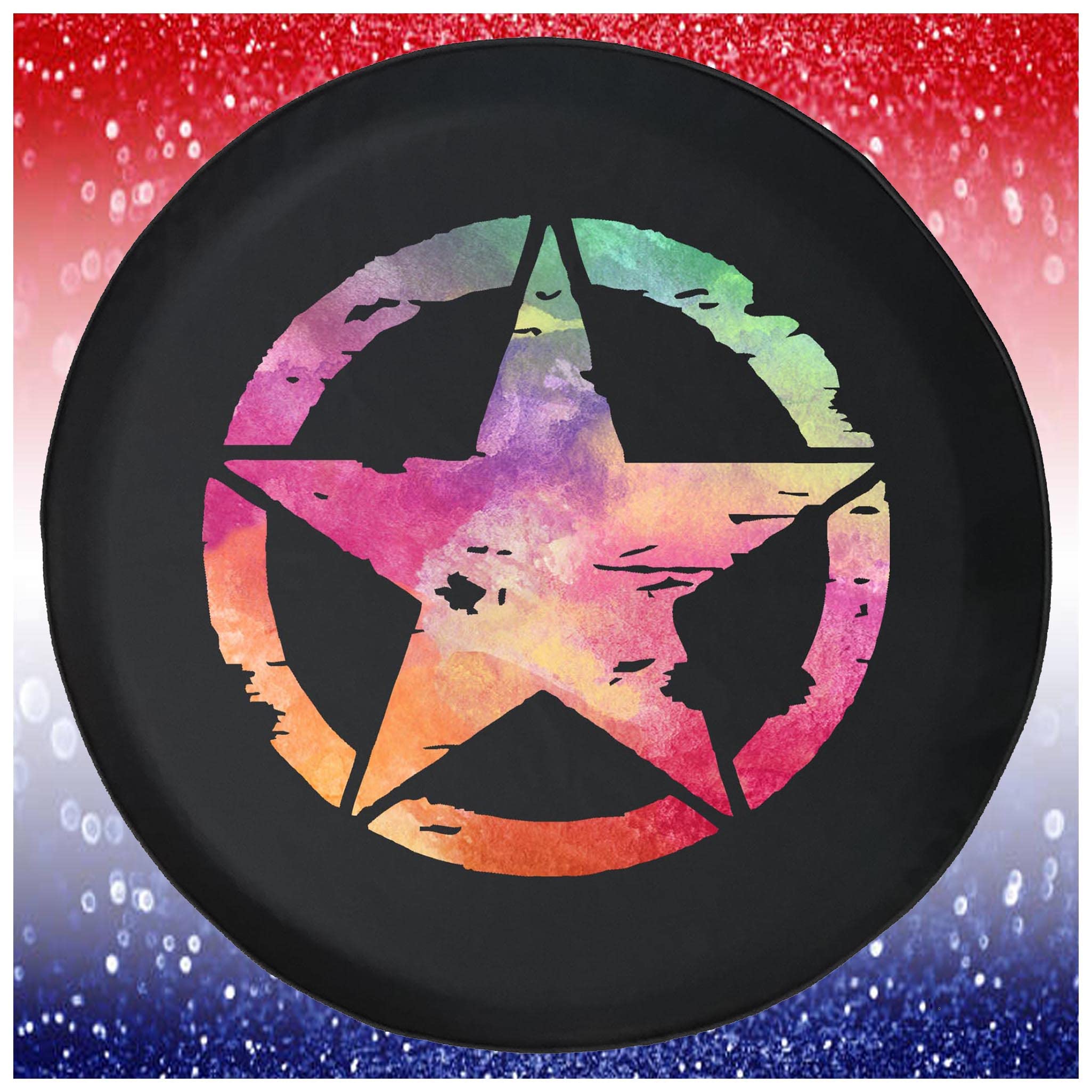 29 Inch Waterproof Star Black Spare Tire Cover for Trailers, Trucks, SUVs & RVs - Durable Camper Accessory for Outdoor Adventures & Road Trips