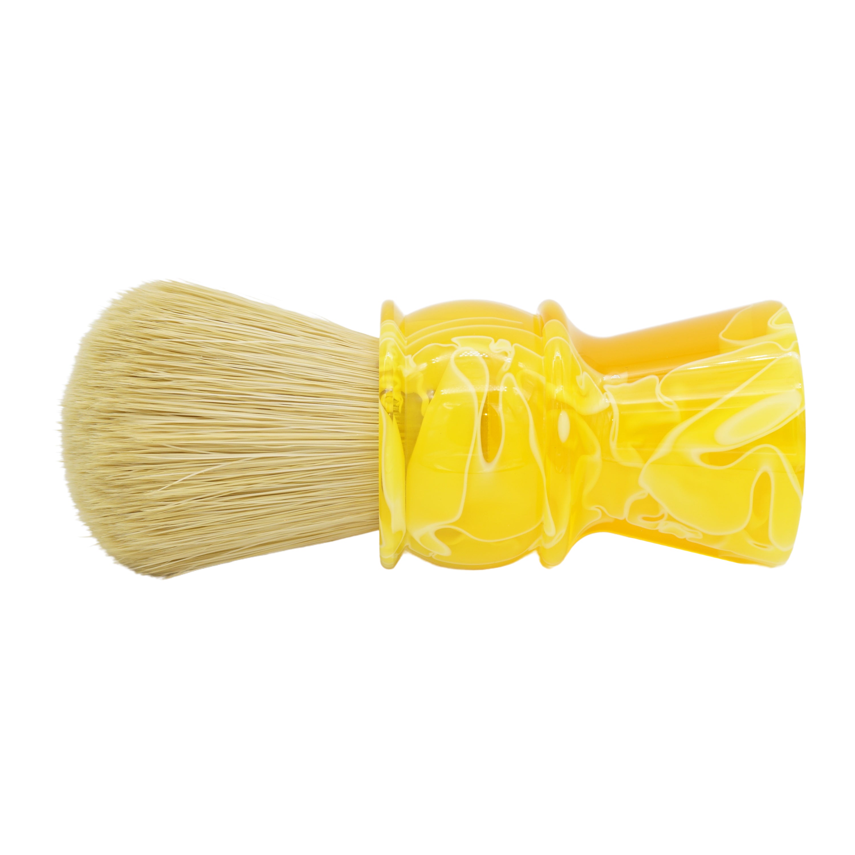 AP Shave Co. 28mm Faux Boar Synthetic Shaving Brush - Premium Yellow Handle for Men's Wet Shaving & Grooming - Perfect for Lathering Soaps & Creams in Barbershop or Home Use