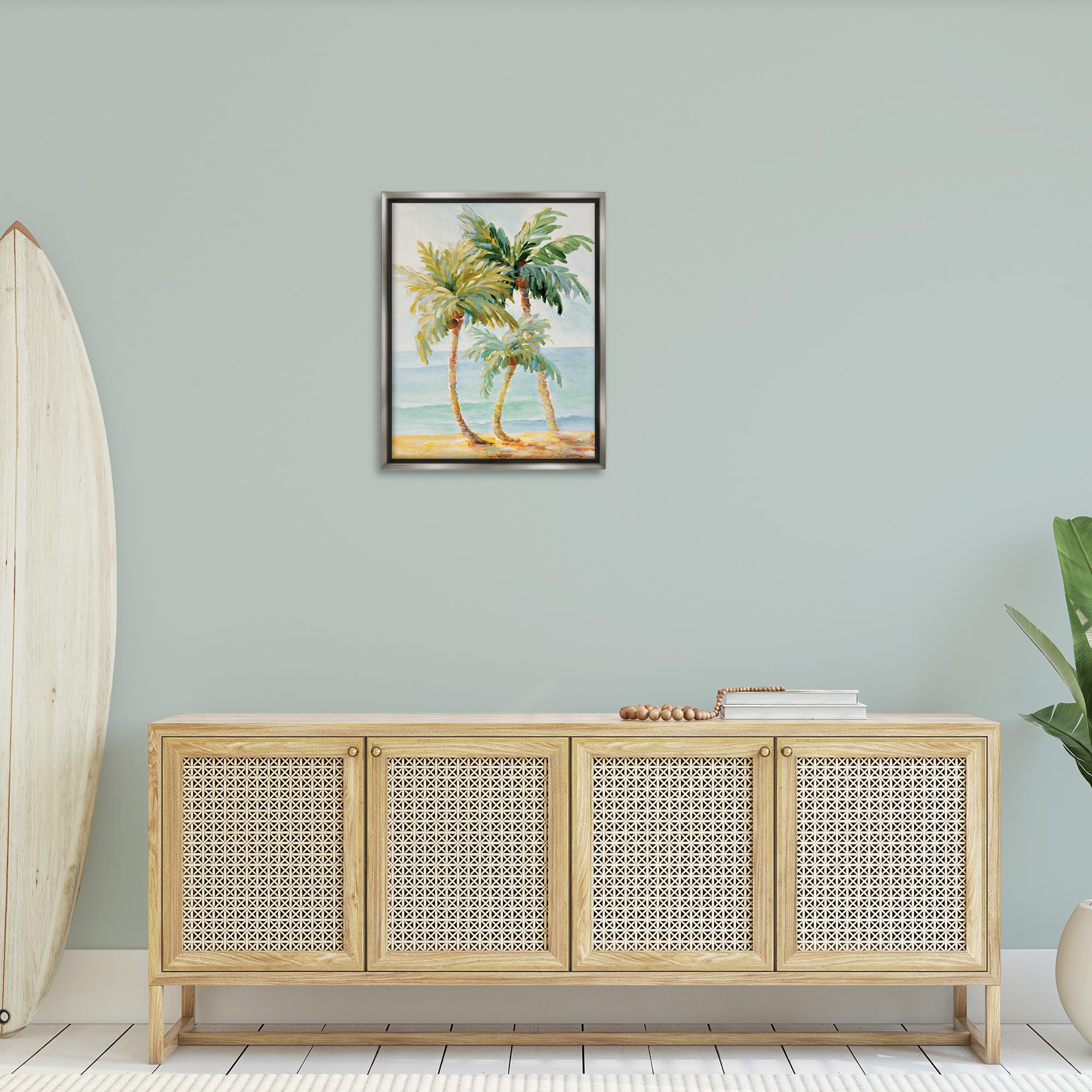 Stupell Industries Tropical Palm Trees on Coastal Beach Sand Wall Art - Designed by Lanie Loreth - Perfect for Beach House Decor, Living Room, Bedroom & Bathroom