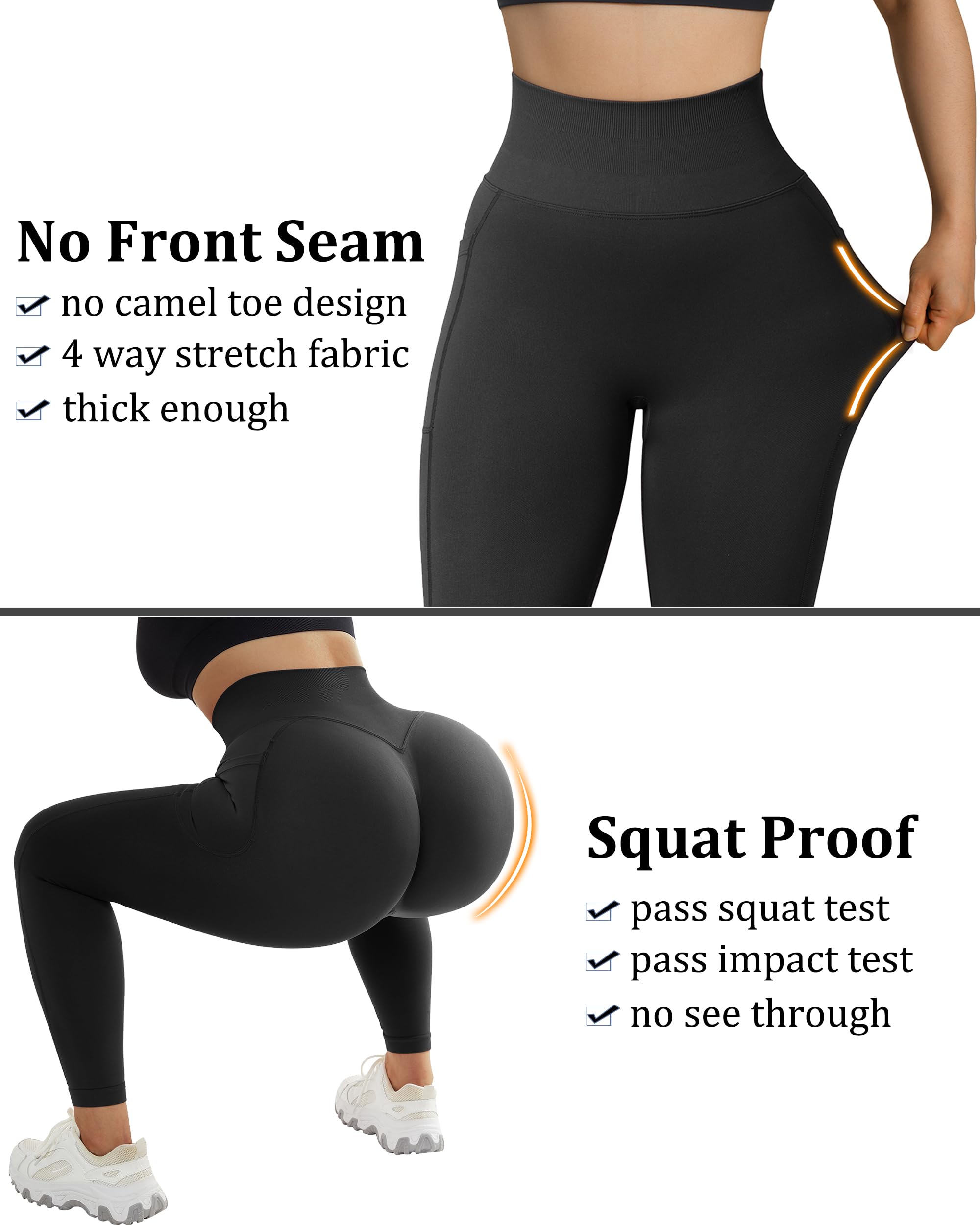 OMKAGI Women's High Waisted Scrunch Butt Lifting Leggings with Pockets - Compression Workout Yoga Pants for Gym, Running & Everyday Wear