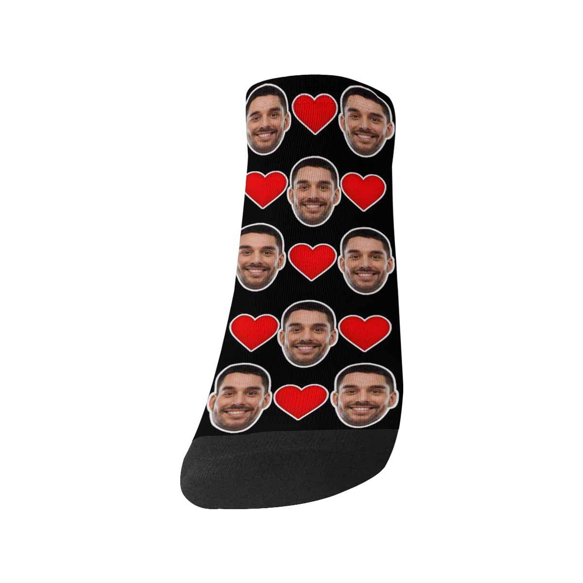 Custom Photo Women's Ankle Socks - Personalized Valentine's Day Gift with Heart Design for Her - Perfect for Gifts, Couples Matching, Holidays & Everyday Wear