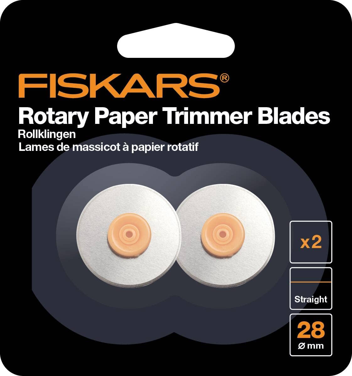 Fiskars 28mm Rotary Blade Straight Cutter - 2-Piece Set for Precise Fabric & Paper Cutting | Ideal for Quilting, Scrapbooking & DIY Crafts