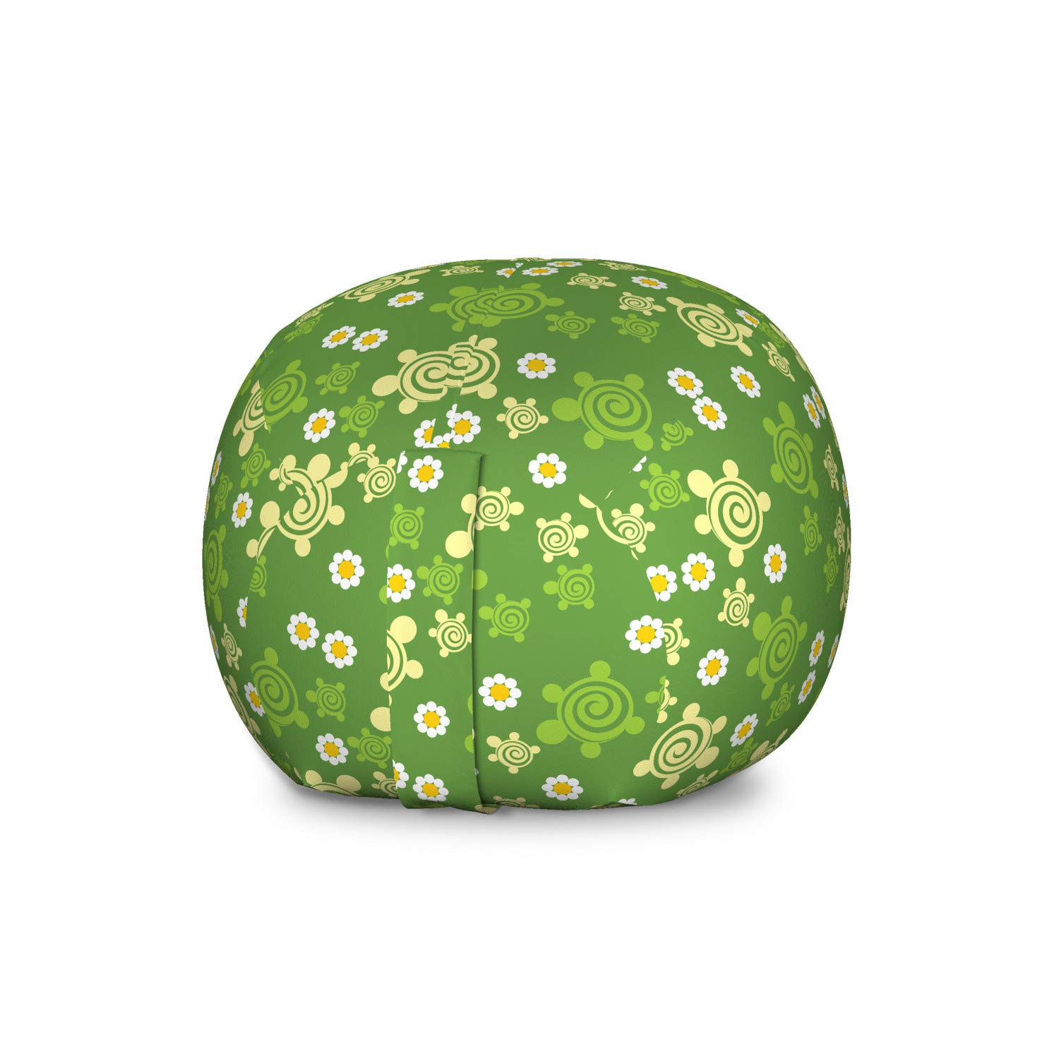 Ambesonne Large Washable Storage Bag Chair for Stuffed Animals & Toys - Turtle Design with Chamomile Flowers & Vortex Pattern, Multicolor Organizer for Kids' Room, Nursery, or Playroom Decor