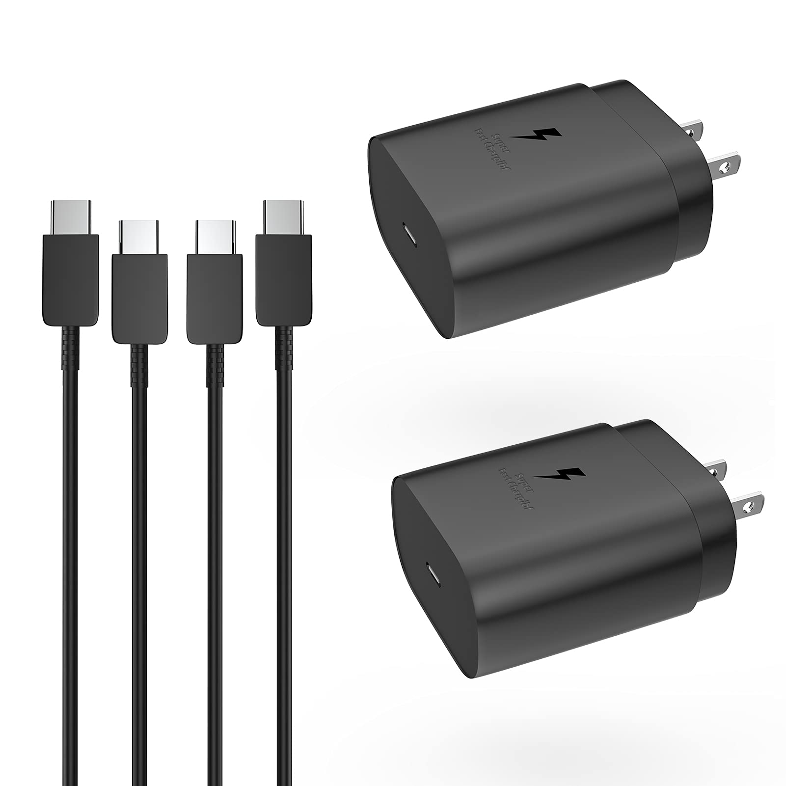 25W Fast Charging USB C Wall Charger & Cable (2-Pack) - PD Compatible with Samsung Galaxy S21/S20/S10/S9/S8/Note, LG, Android Phones - Quick Charge for Home, Office, Travel