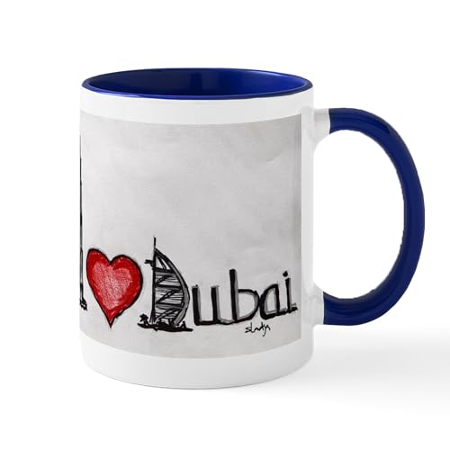 White/Navy Inside - I Love Dubai Mugs