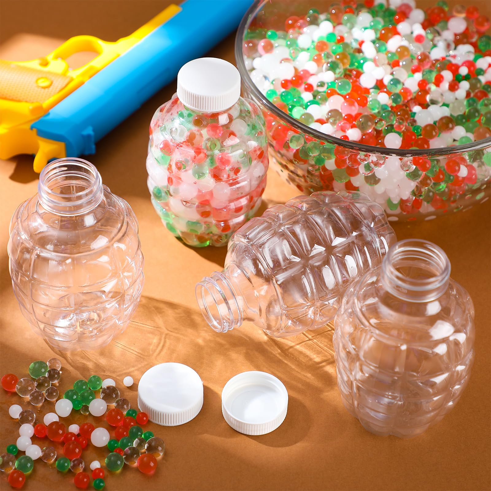 12 Pcs Water Gel Ball Blaster Gun Refill Ammo - Splatter Ball Gun Accessories with Plastic Hopper & Gel Beads - Perfect for Kids Outdoor Water Games, Summer Beach Parties, Backyard Battles and Team Competitions - 50,000 Unsoaked Gel Balls Included